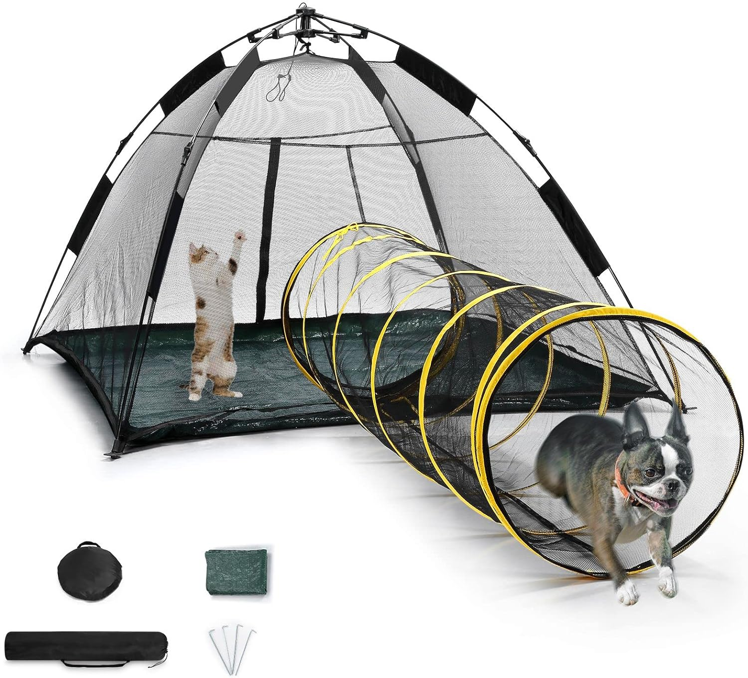 Pet Scene Pop-Up Pup Pet Tent Portable Cat Dog Camping Fence Enclosures Playpen Automatic with Tunnel Play for Dogs Cats Outdoor image number 4