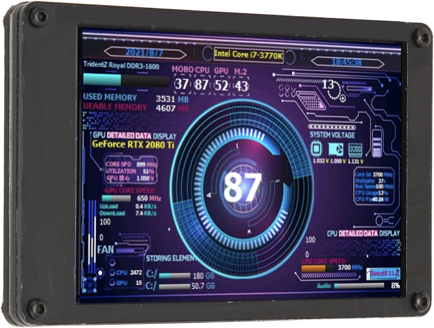 3.5 Inch Computer Temp Monitor, PC Temperature Display Computer Sensor Panel, PC CPU Data Monitor for PC CPU RAM Data image number 3