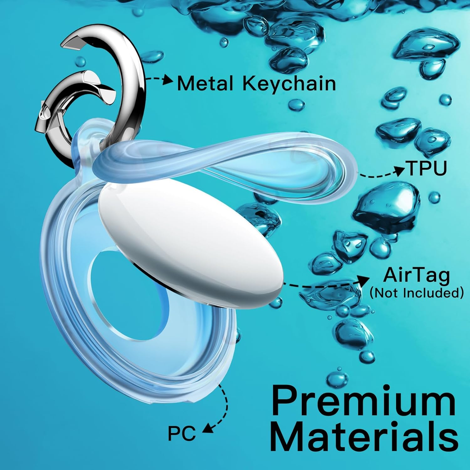 Jetech 4 Pack Waterproof Case for Airtag 2Nd/1St Generation (2026/2021) with Keychain, Full Body Anti-Scratch Air Tag Keyring Holder Cover for Kids (Black/Clear/Pink/Blue) image number 6