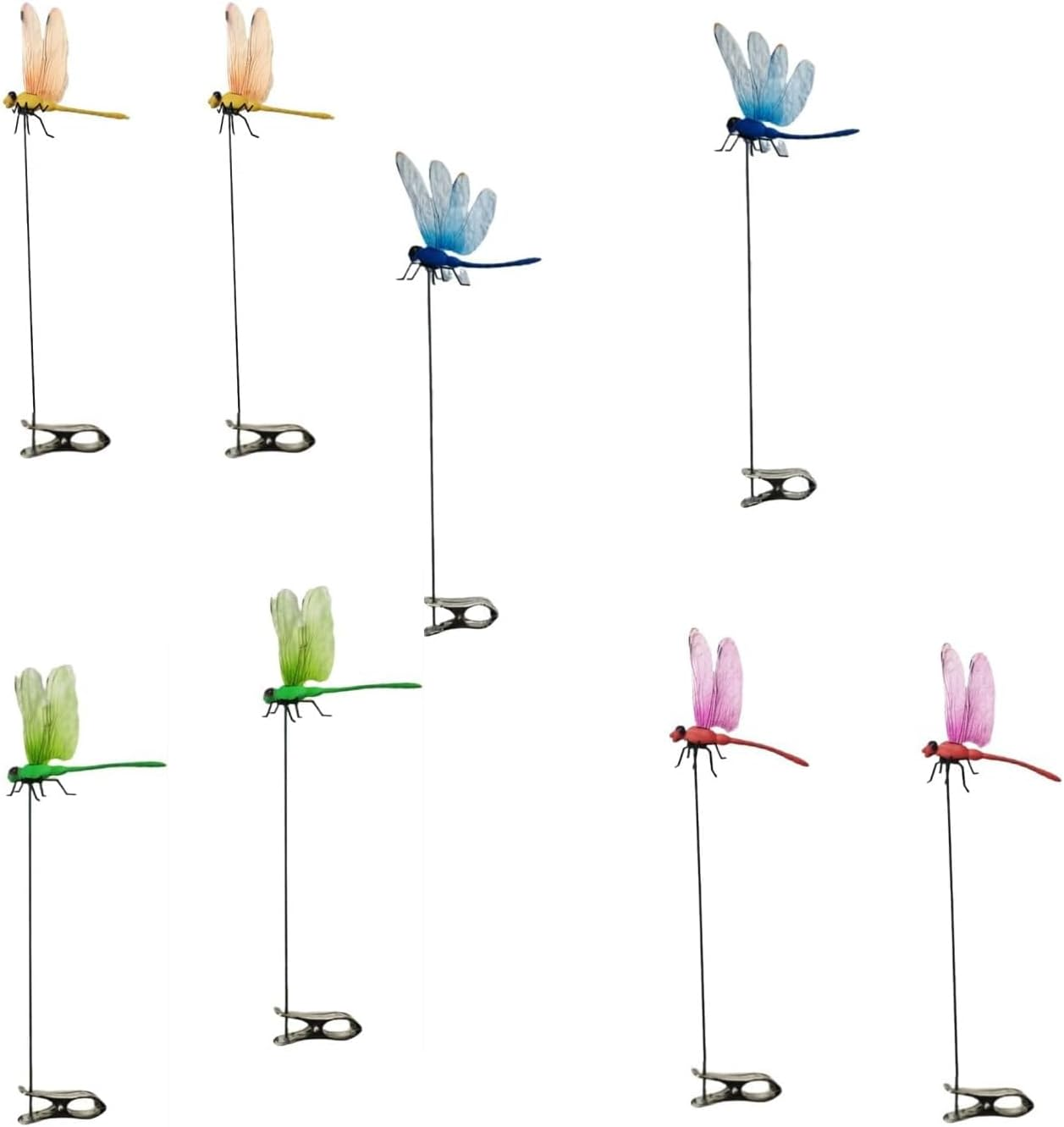 Yharnamite 8 Pcs Fake Dragonfly Clips, Fake Dragonfly Rod Clip Artificial Dragonfly Clips for Outdoors, Outdoor Simulation Dragonfly Clip for Patio Garden Decoration image number 4