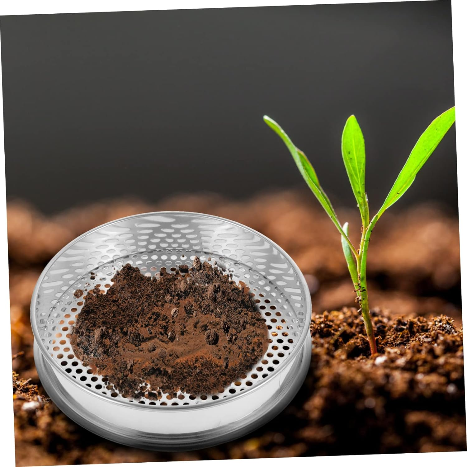 20Cm Stainless Steel Soil Sieve round Grading Filter for Outdoor Gardening 5Mm Mesh for Soil Compost image number 1