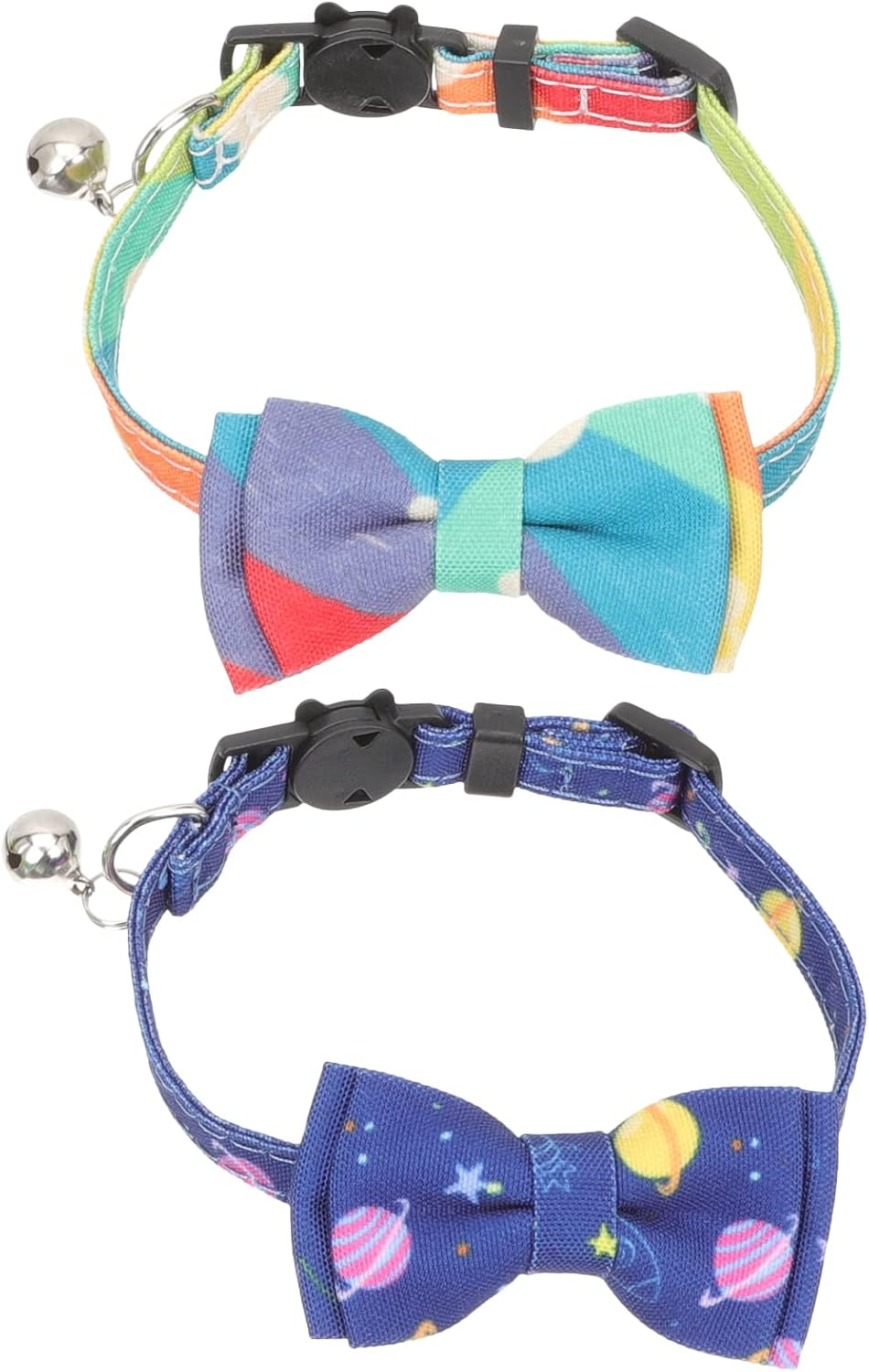 LUOZZY 2 Pcs Cat Bow Knot Collar Adjustable Kitten Collar with Bell Cartoon Pet Neck Strap Supplies Cat Neck Decor image number 4