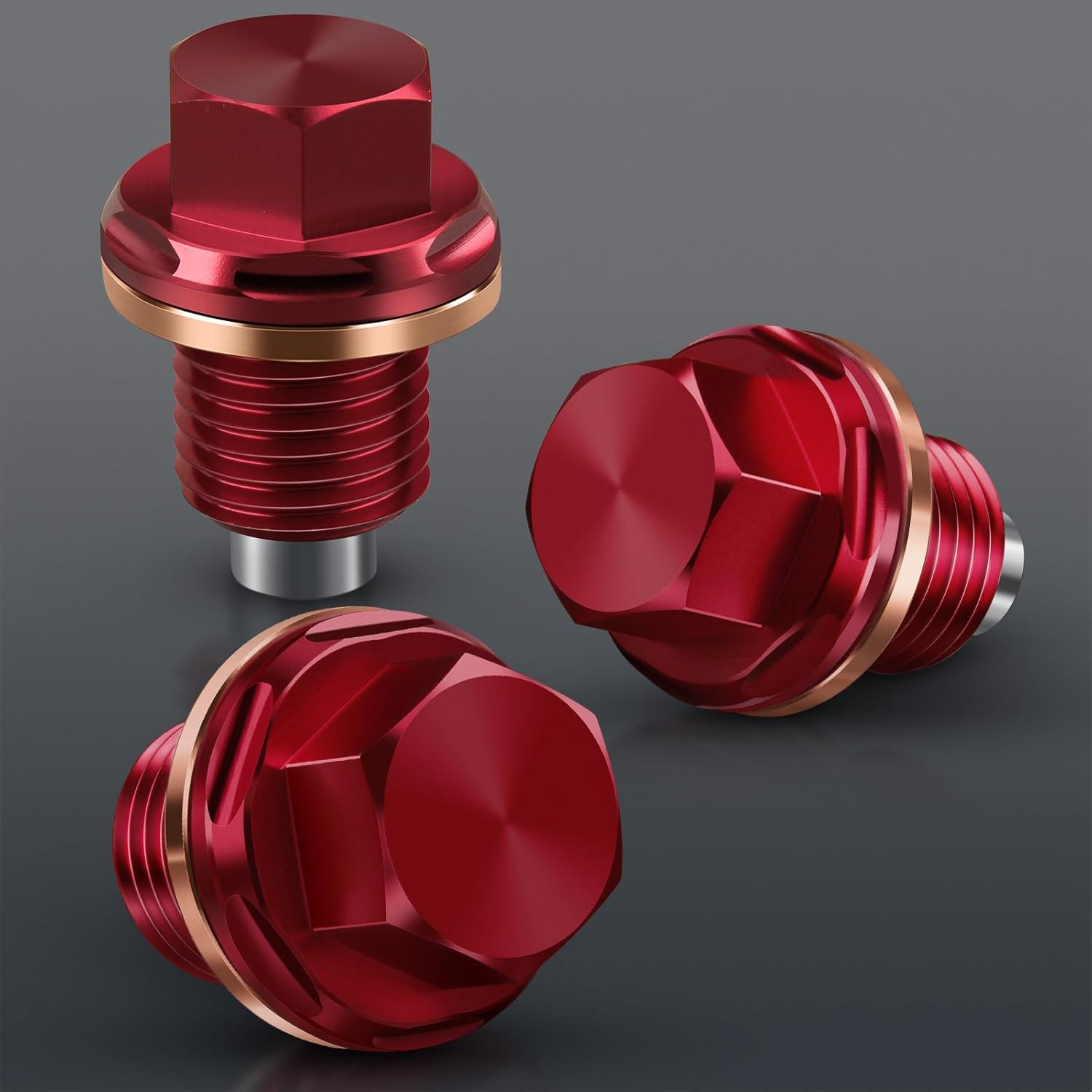 M14 X1.5 Magnetic Oil Drain Plug 7075 Aluminum CNC Craft with Crush Washer Gaskets Replacement for Ford GM Hyundai KIA and More Select Models image number 6