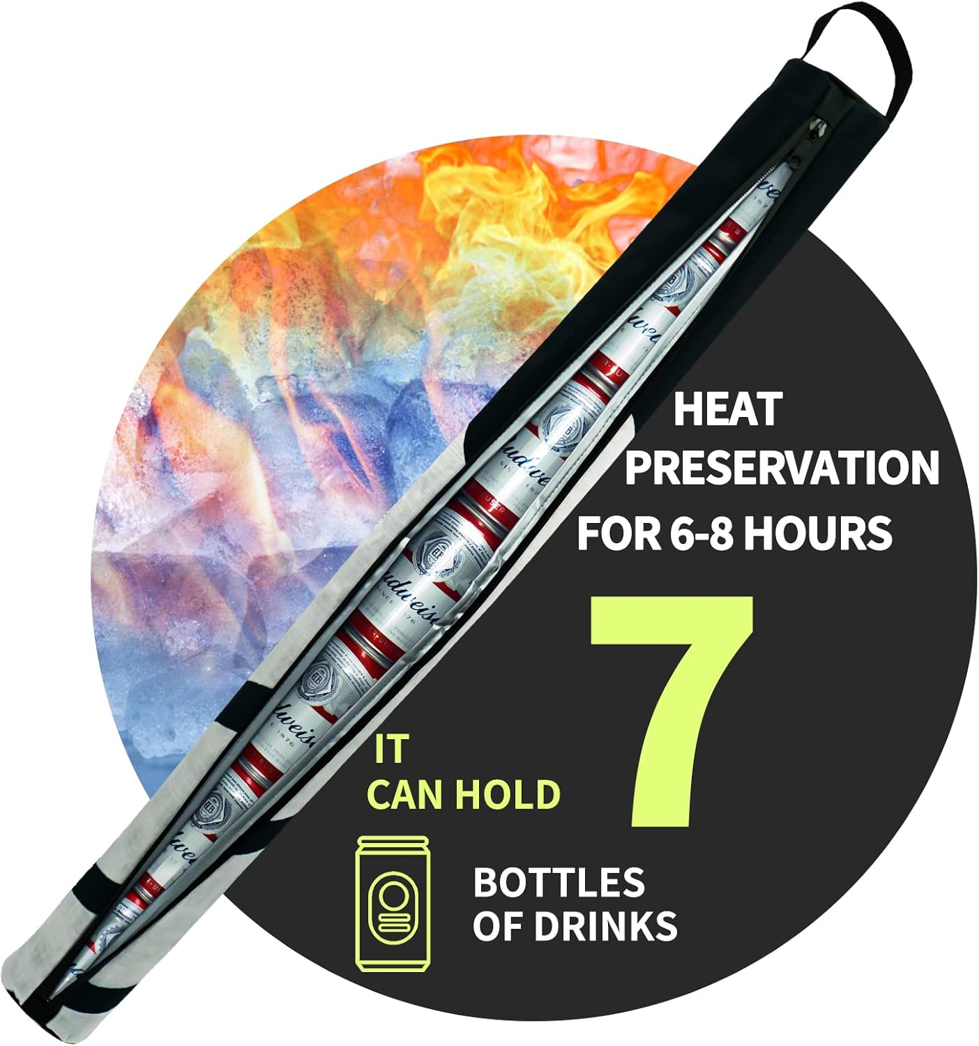 Custom Gray Golf Beer Sleeve, 7 Can Insulated Cooler Bag with Adjustable Shoulder Strap, Keeps Drinks Cool on the Course image number 3