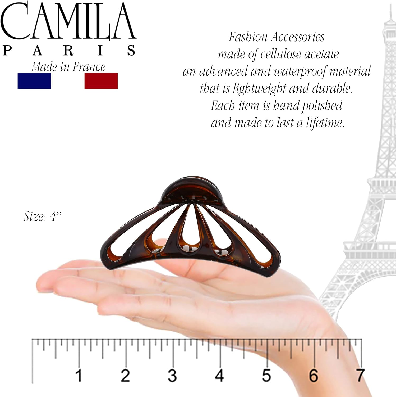 Camila Paris NV109 French Large Hair Clips for Women Thick Hair for Long Wavy Curly Hair, Girls Hair Claw Clips, Styling Big Hair Clip for Thick Hair, Strong Hold No Slip Grip Claw Clip Made in France image number 1