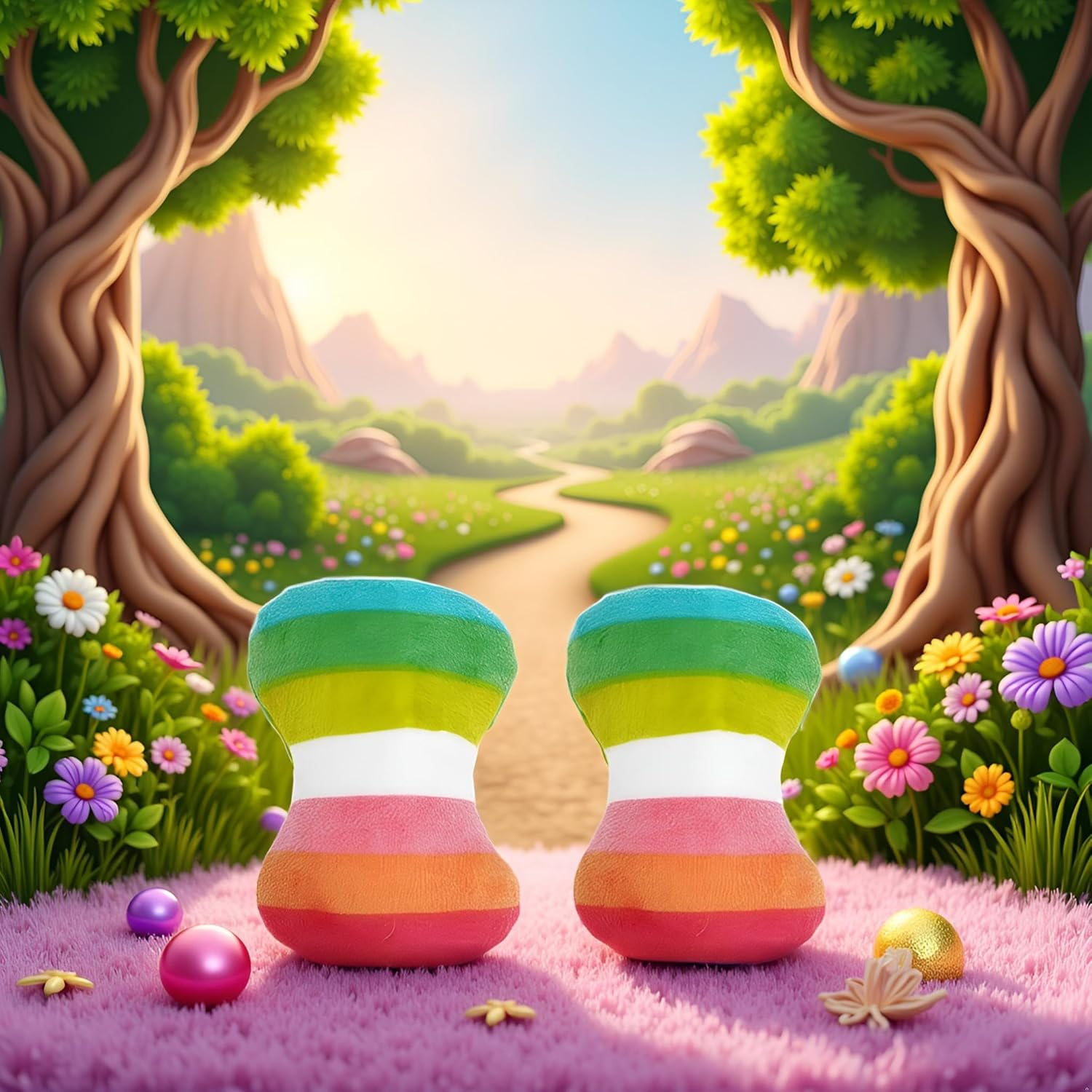 2Pcs Dog Plush Vocal Rainbow Dog Bone-Shape Chewing Pet Supplies for Pet Playing Use Adorable Quality and Practical Attractive and Professional Bone with Puncture Resistant Squeaker, Chew image number 5