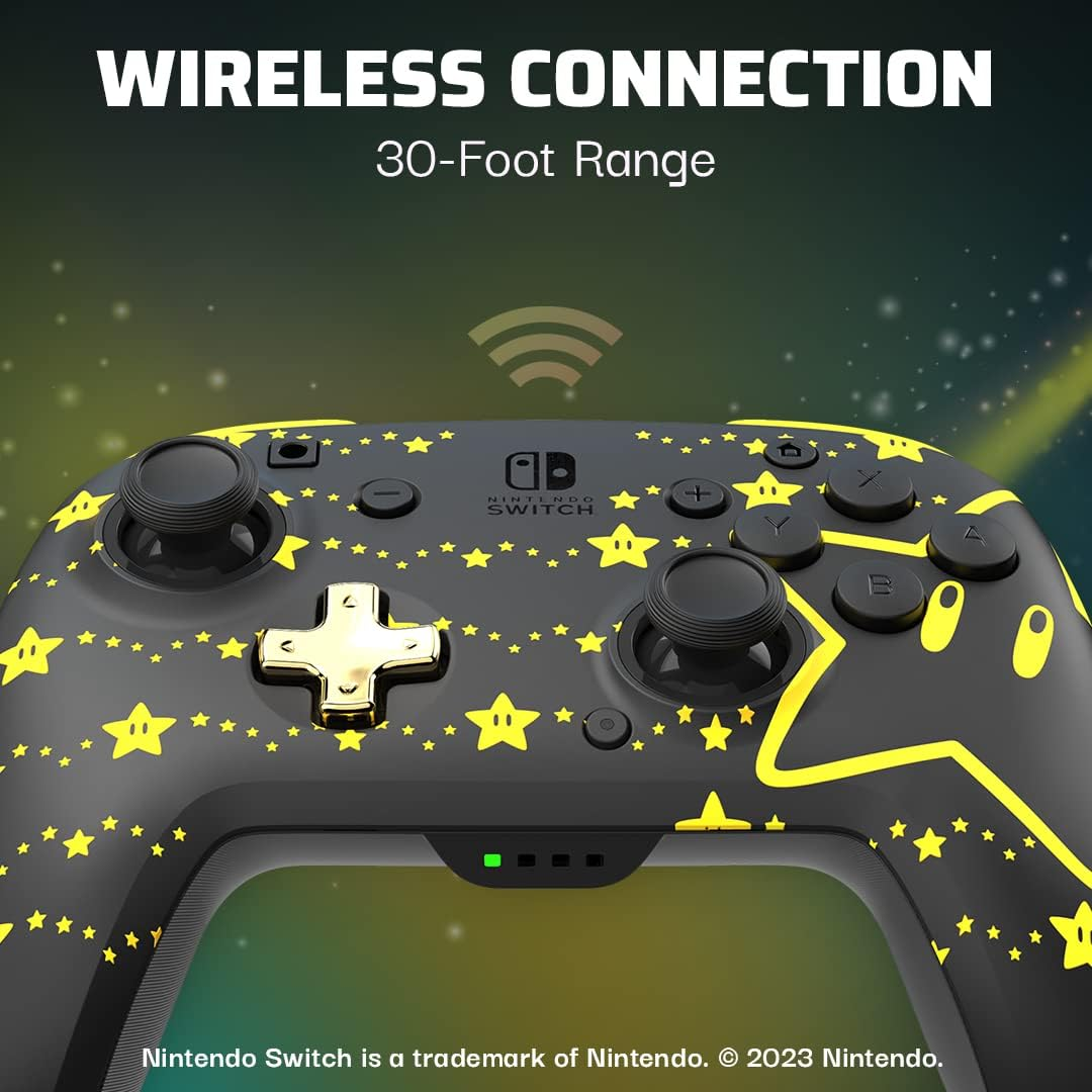 PDP Rematch Wireless Controller Glow Mario Stars Switch/Nintendo Switch image number 1