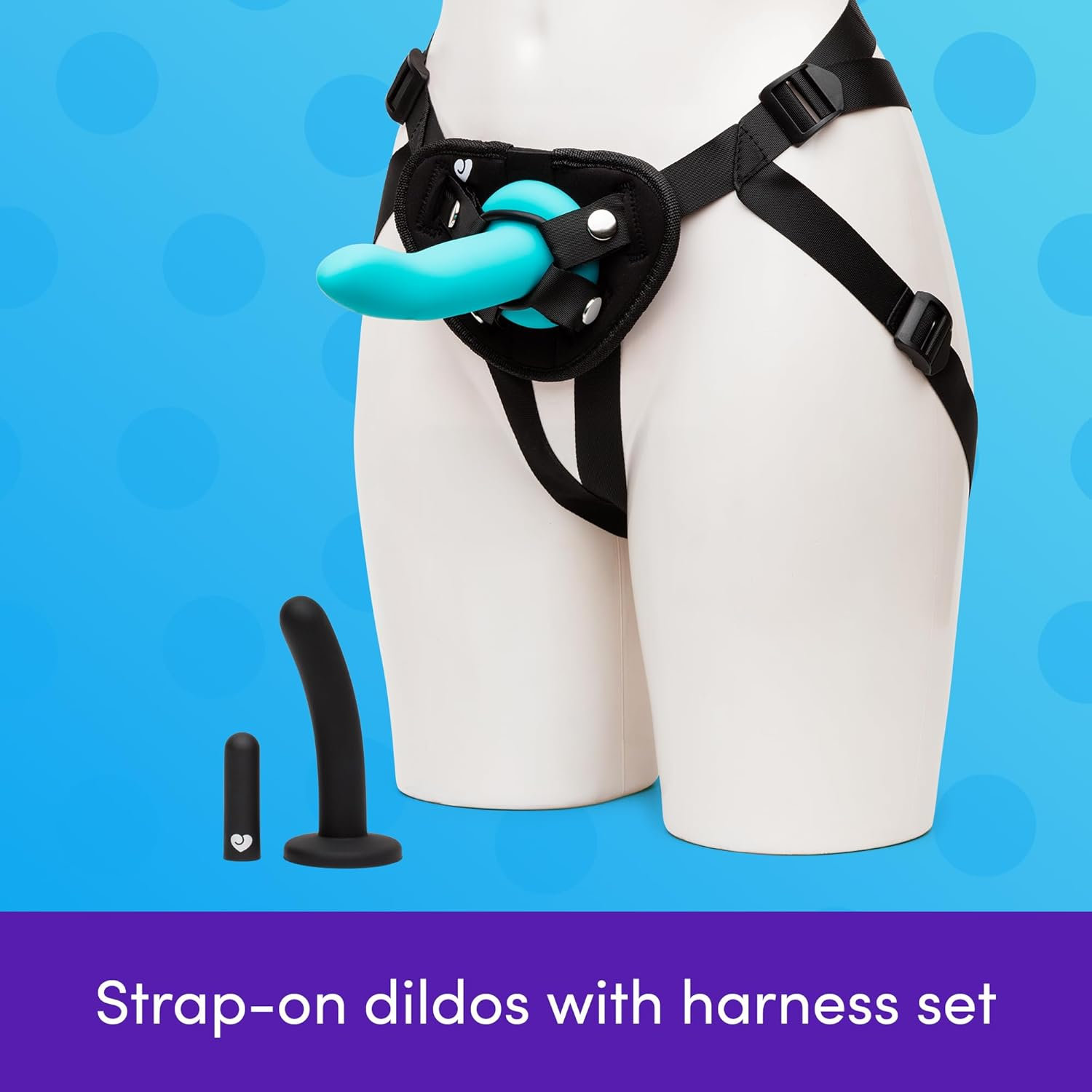 Lovehoney Vibrating Strap on Dildo & Harness Kit | 2 Silicone Dildos for Pegging & G Spot Stimulation | Includes Bullet Vibrator | Adjustable Harness with 3 O-Rings | Adult Sex Toy for Couples image number 2