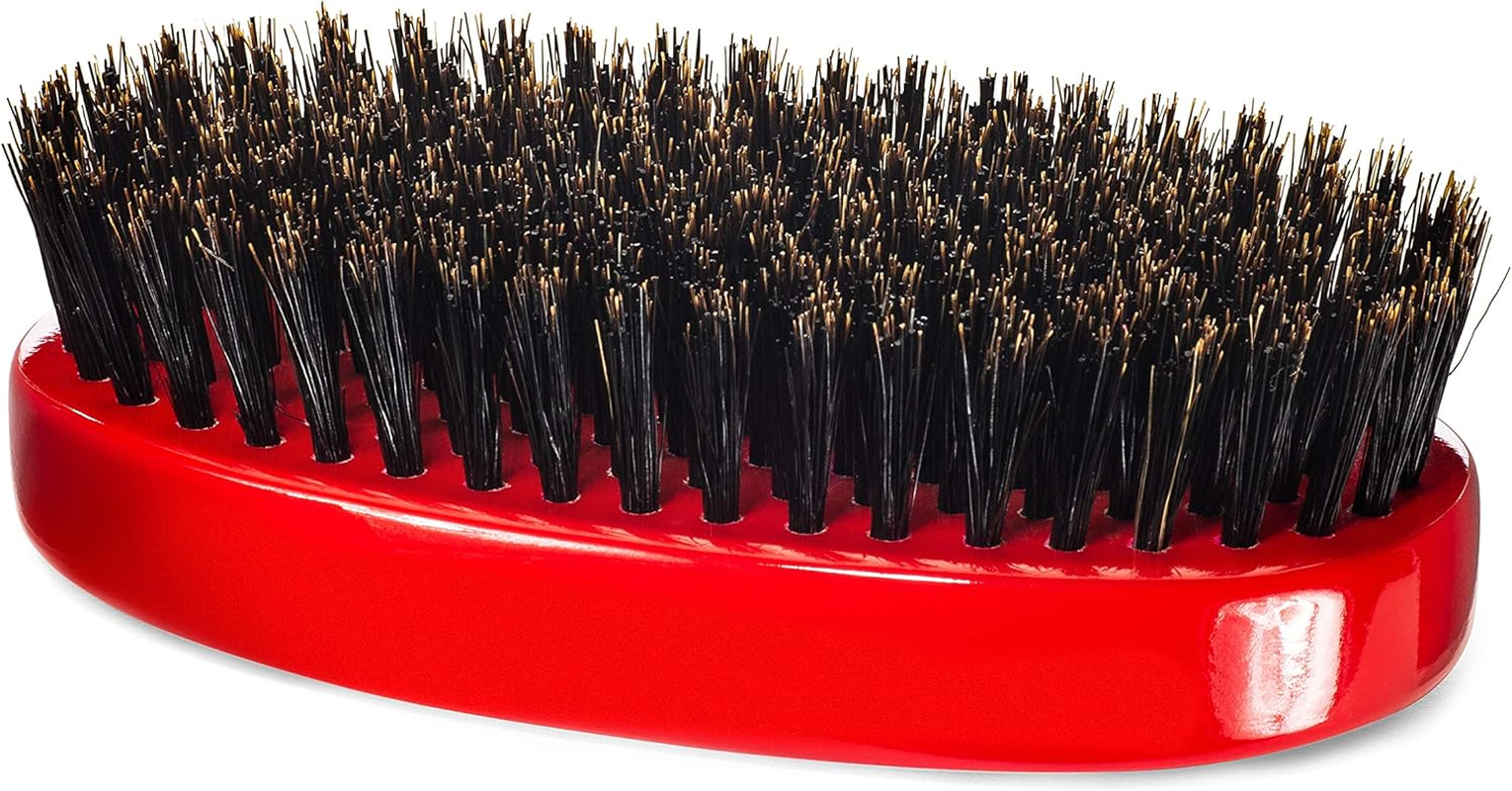 Torino Pro Wave Brush #1000 - by Brush King - Medium Hard Oval Palm/Military 360 Waves Brush image number 4