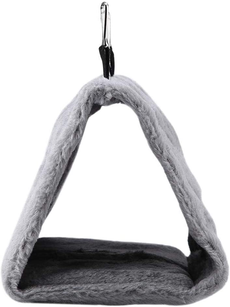 Soft Plush Hammock Hanging Cage Bird Nest Nestling Hut Tent Bird Parrot Winter Warm Bed Pet Toys(Gray, M) image number 6