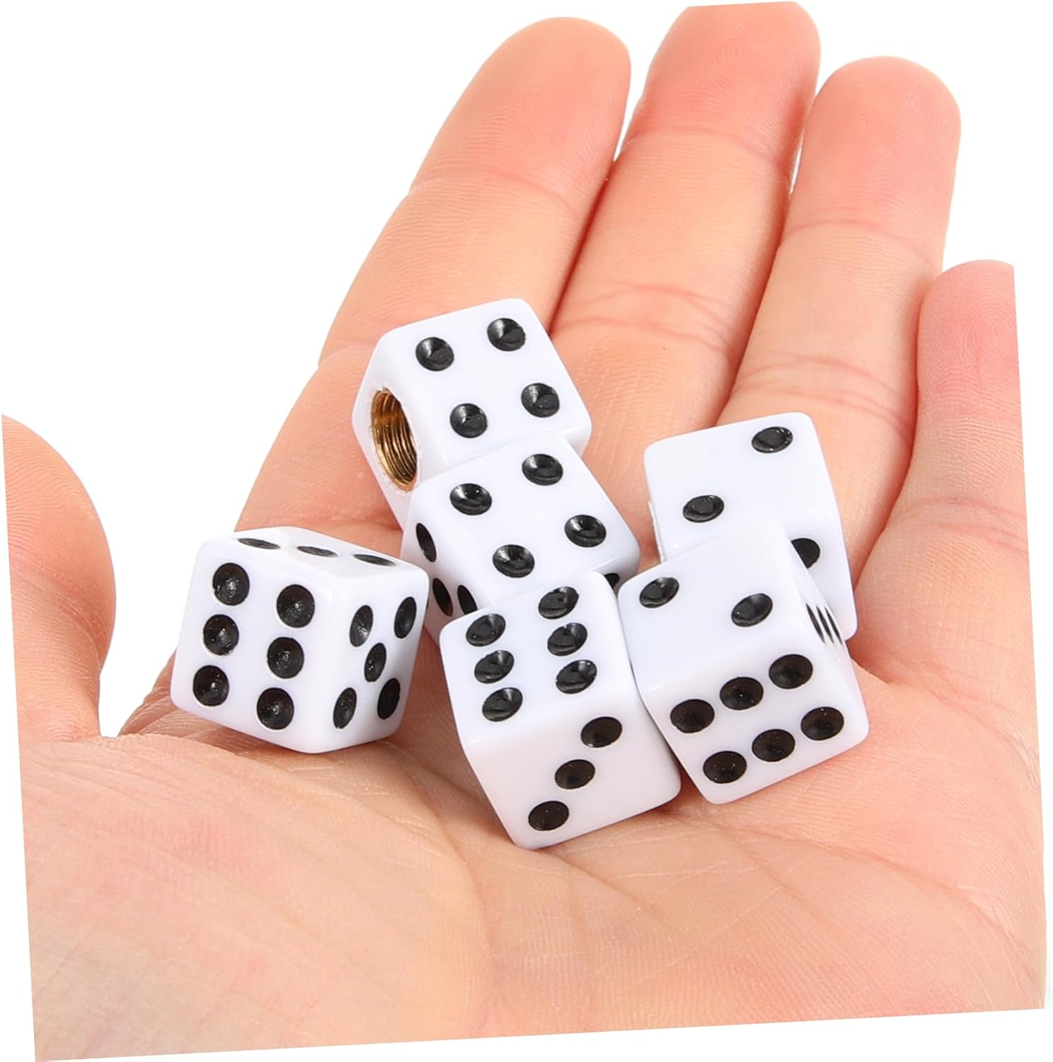 JECOMPRIS 10Pcs Dice Style Valve Stem Caps Leak Dust Caps for Bikes Vehicles Durable Transparent Covers Easy Installation Protection Against - White image number 3