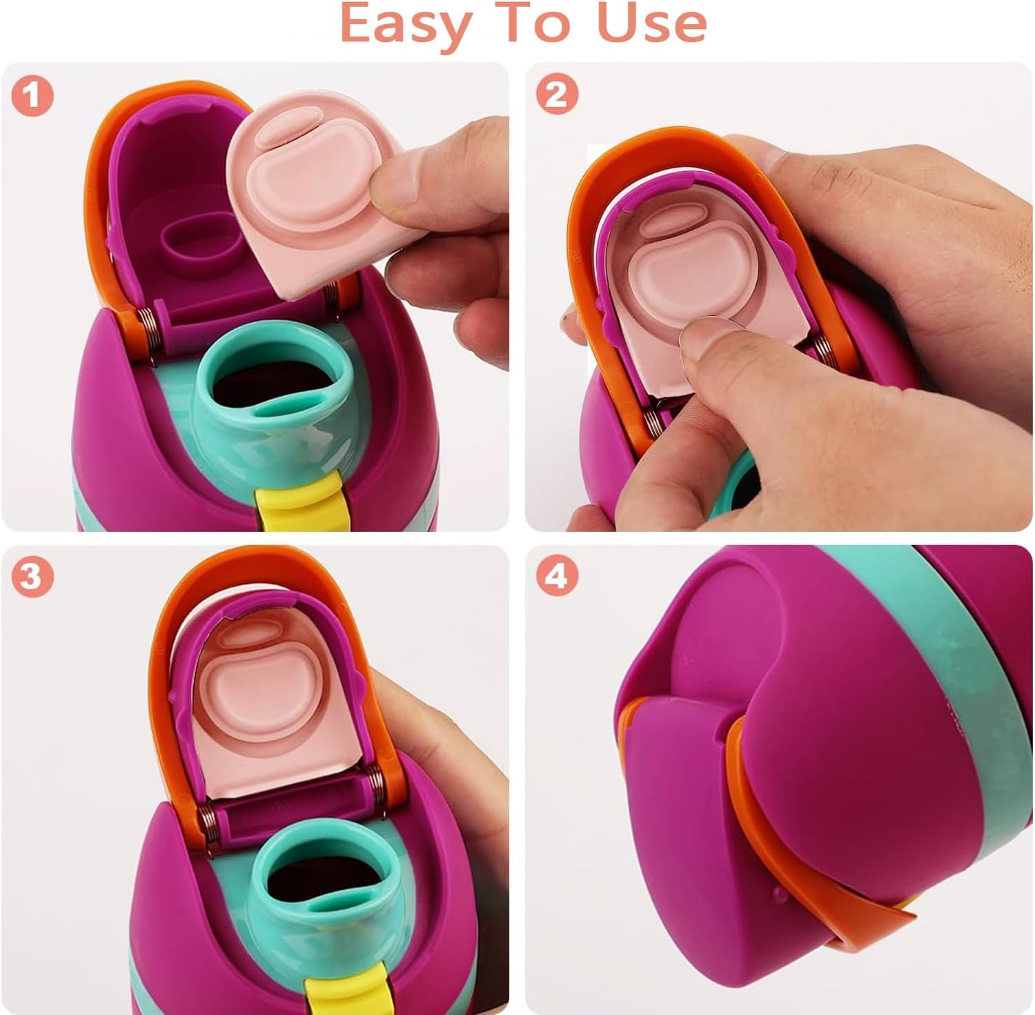 4 Pcs Replacement Stopper Compatible with Owala Freesip, Water Bottle Top Lid Replacement Parts for Owala 19/24/32/40 Oz Bpa-Free Seal Bottle Cap Mouth Gasket Silicone Plug Accessories (Orange) image number 3