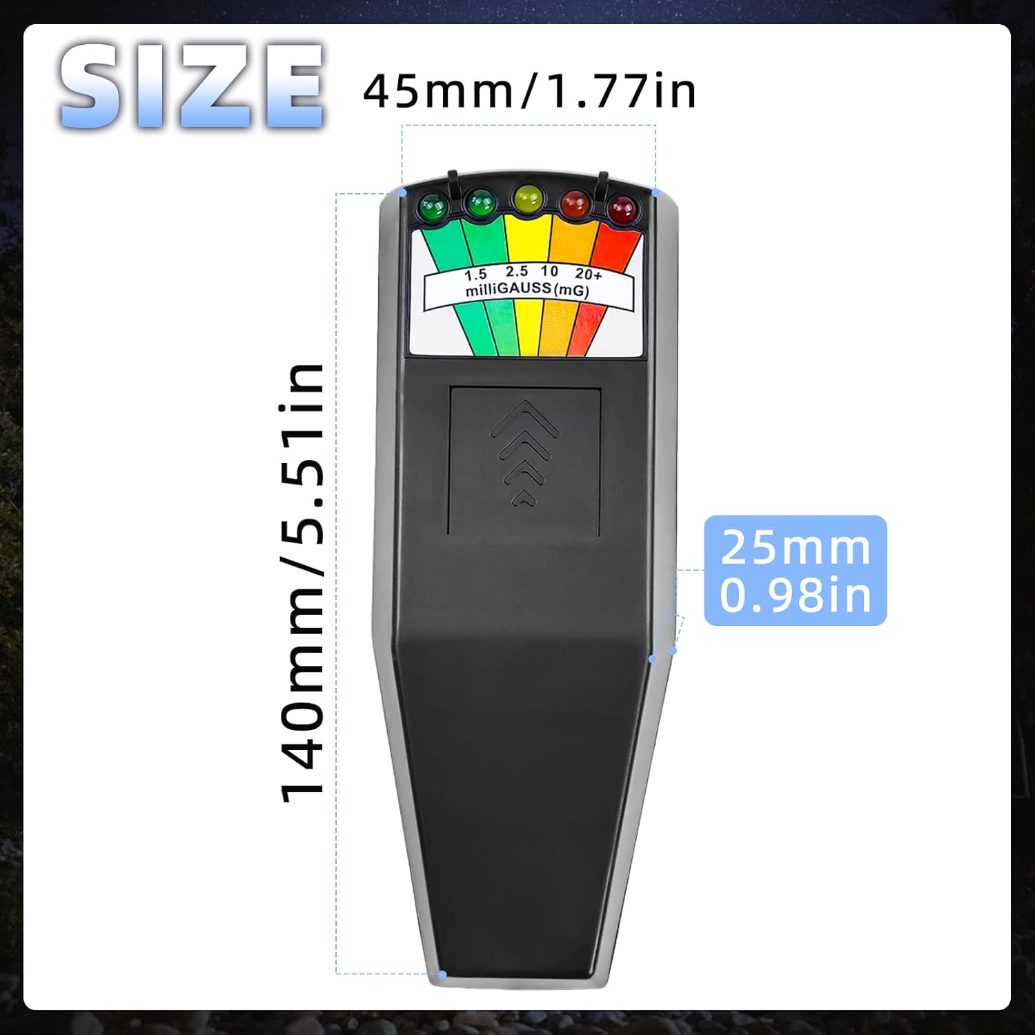 EMF Magnetic Field Monitor, High Accuracy Magnetic Field Detector 5 LED EMF Meter Radiation Detector Tester for Industrial Construction (Black) image number 1