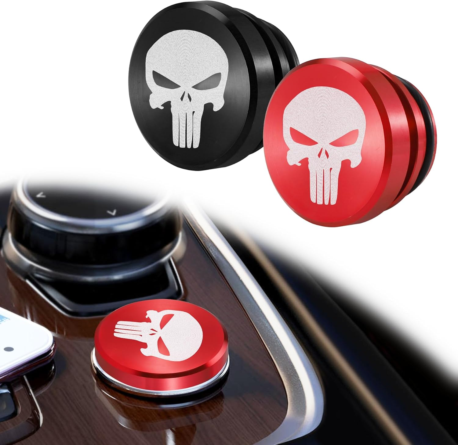 UYYE Cigarette Lighter Plug Billet Aluminum Dustproof Plug,Fire Missile Button,Car Interior Accessories Fits Most Automotive Vehicles and Boats with Standard 12 Volt Power Source,Red - (E+F)-Red image number 4