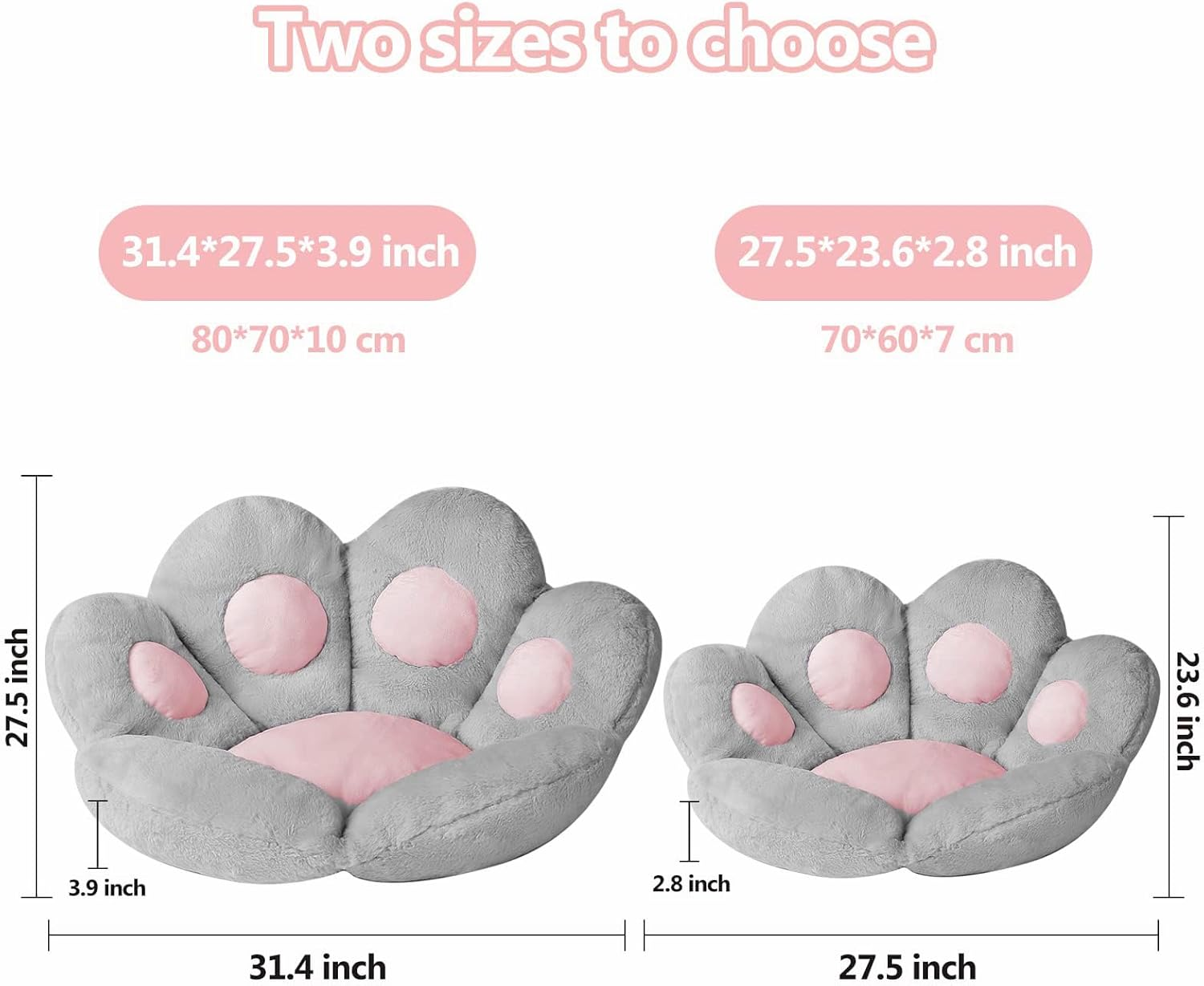 Ditucu Cat Paw Cushion Kawaii Chair Cushions 27.5 X 23.6 Inch Cute Stuff Seat Pad Comfy Lazy Sofa Office Floor Pillow for Gaming Chairs Room Decor Grey image number 4