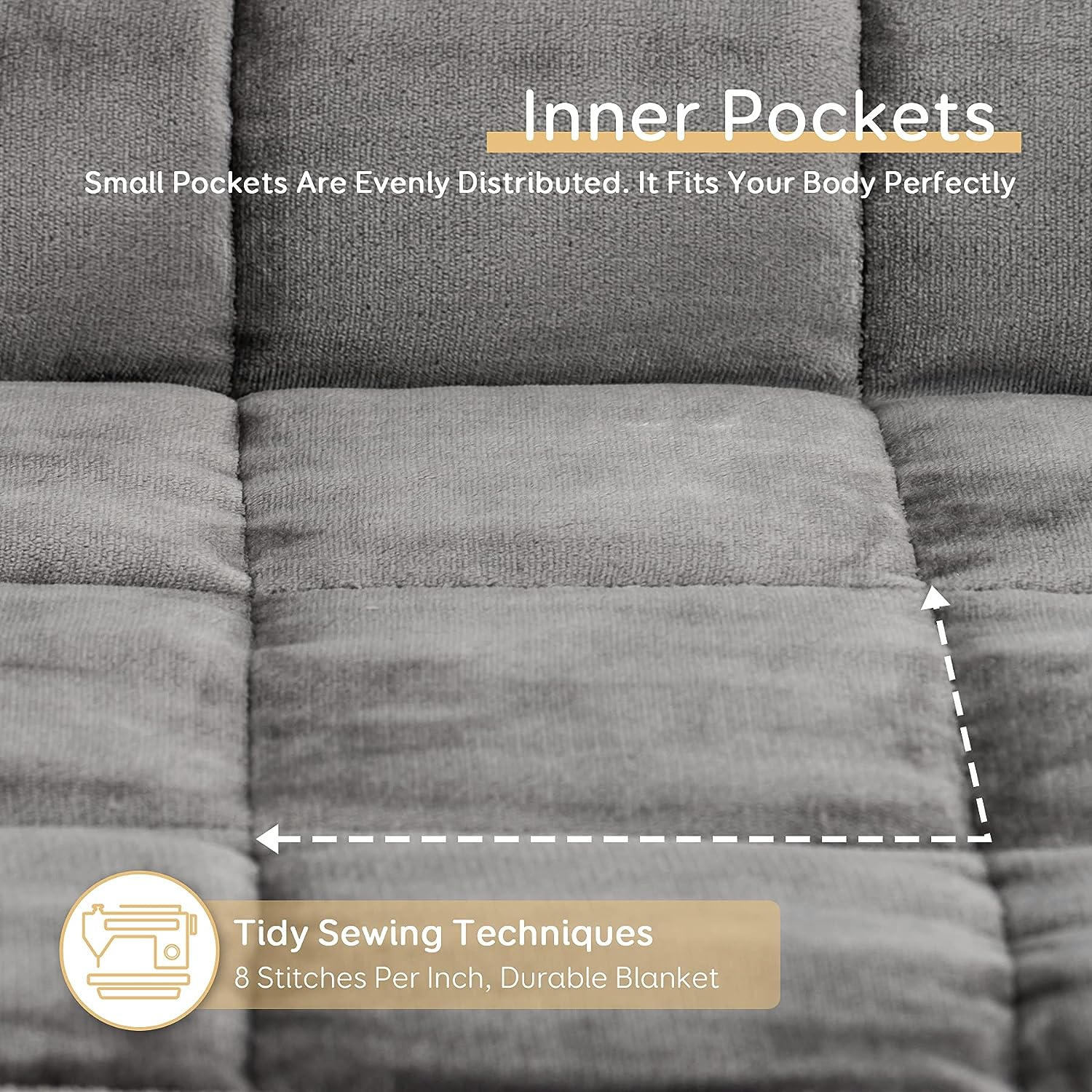 Anjee Sherpa Weighted Throw Blanket for Adults, Grey Flannel 15 Pounds Heavy Blanket, Twin-Size Super Soft Fleece and Sherpa Extra Warm Bed Blanket for Couch, Bed, Chair, Sofa,60 X 80 Inches，15 Lbs image number 6