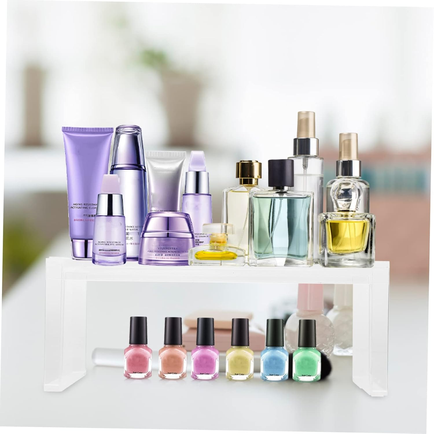 Amosfun 1Set Transparent Rack Stand Cosmetic Storage Organizer for Tabletop Display Display Organizer for Home Beauty Salons Supermarkets Elegant and Sundries image number 1