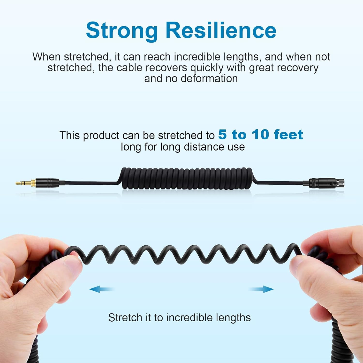 Replacement Coiled Audio Cord MINI XLR 3 Pin to 3.5 & 6.35Mm Wire Compatible with AKG K712 K701 K702 K271 K272 K275 K240 K241 K267 K141 K171 K175 K181 M220 and Pioneer HDJ-2000 Headphones (5~10Ft) image number 6