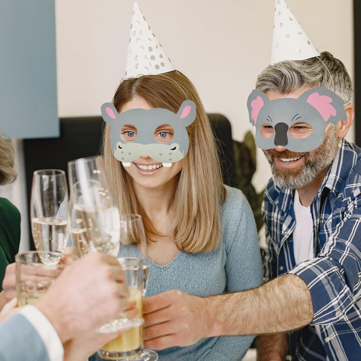 WELANE Safari Animal Masks, 16 PCS Wild Forest Zoo Animals Cartoon Masks for Party, Masquerade, Cosplay (16 Kinds) image number 3