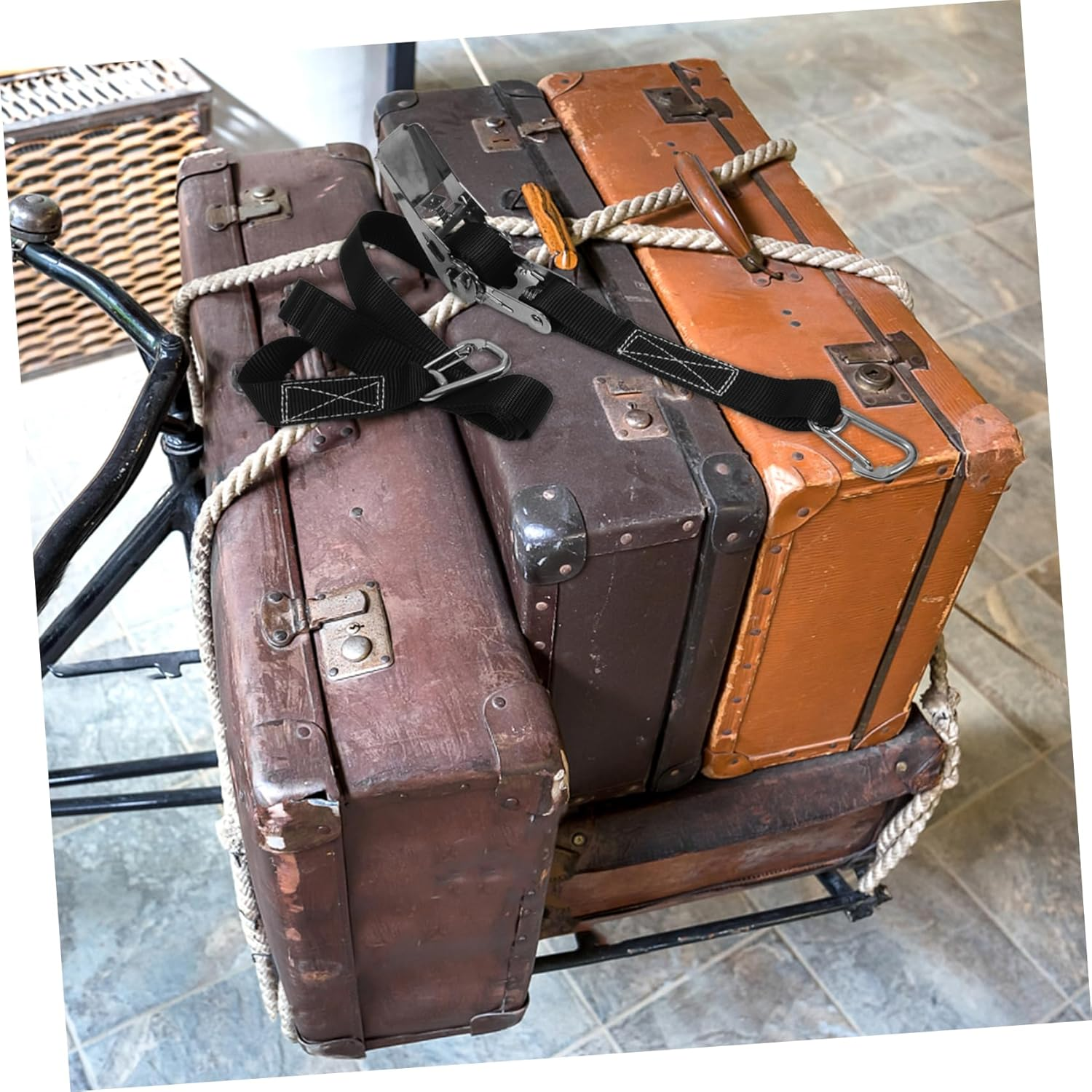 Veemoon Stainless Steel Ratchet Rope Tightener Luggage Belt Buckle Strap Adjustable Suitcase Belt Luggage Straps for Travel image number 2