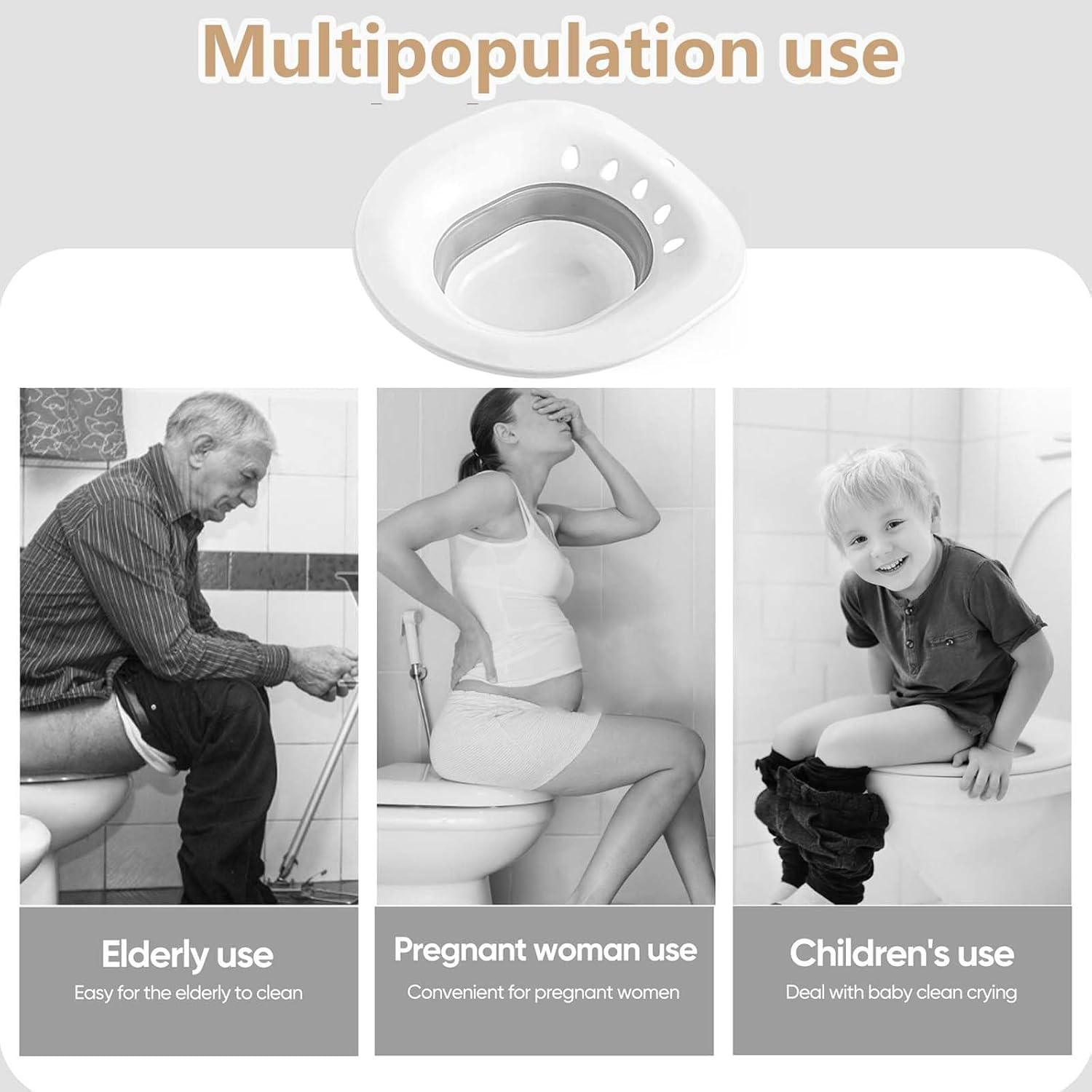 Foldable Portable Bidet with Hook - Large Capacity Wash Basin for Postpartum Recovery, Hemorrhoid Relief and Elderly Care, Fits Standard Toilets and Toilets (Gray) image number 1