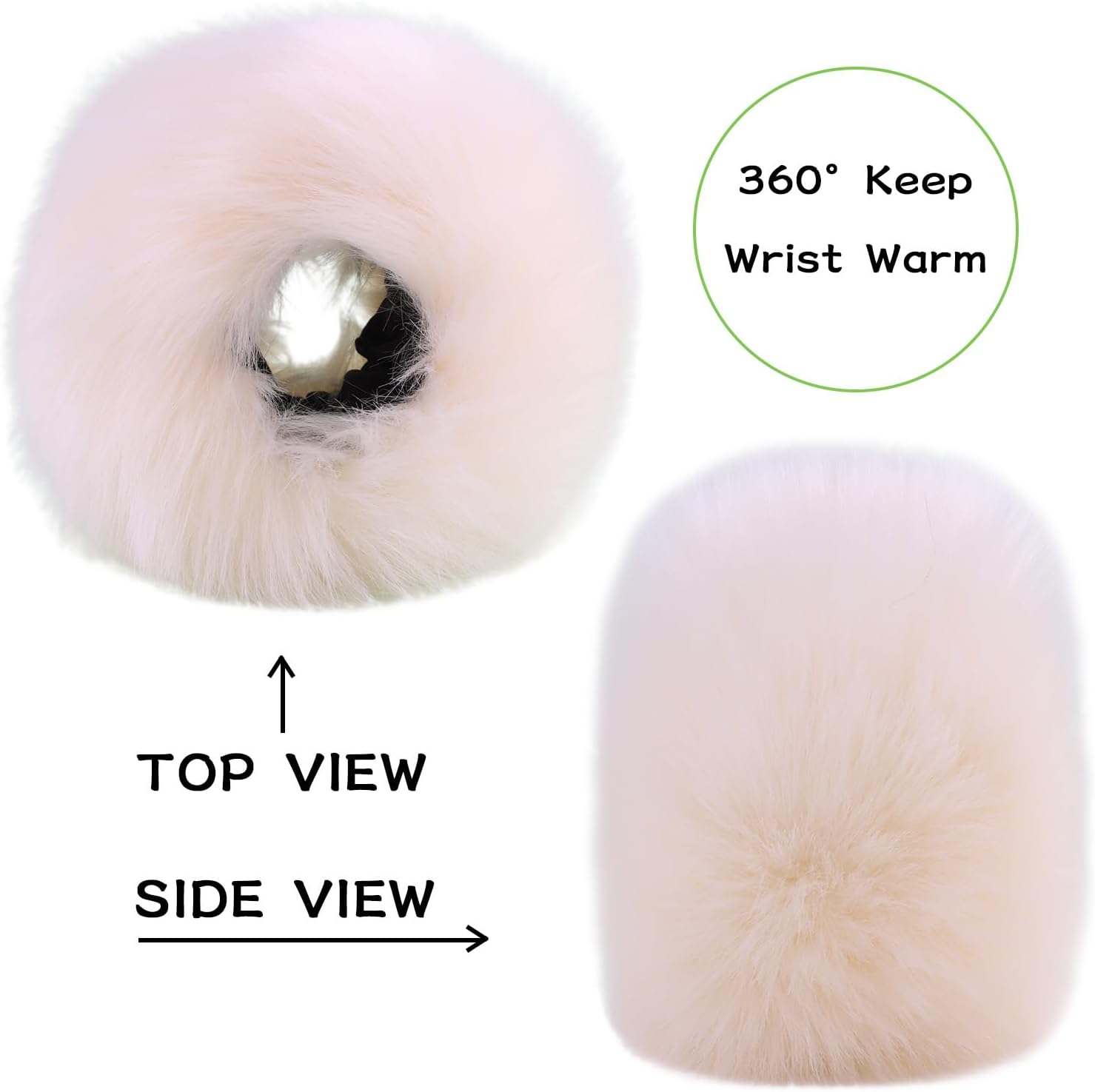 Peecabe Faux Fur Short Wrist Cuffs Women Winter Fuzzy Arm Warmers Wrist Cover Fluffy Soft