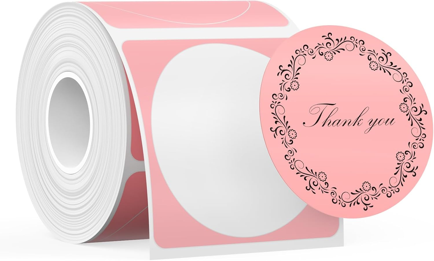 SUPVAN T50M Label Maker Tape Adapted Label Print Paper Refill round Size &Phi;50Mm 140Pcs Thermal Laminated Waterproof Self-Adhesive Multipurpose Labeling Tape Replacement Pink image number 2