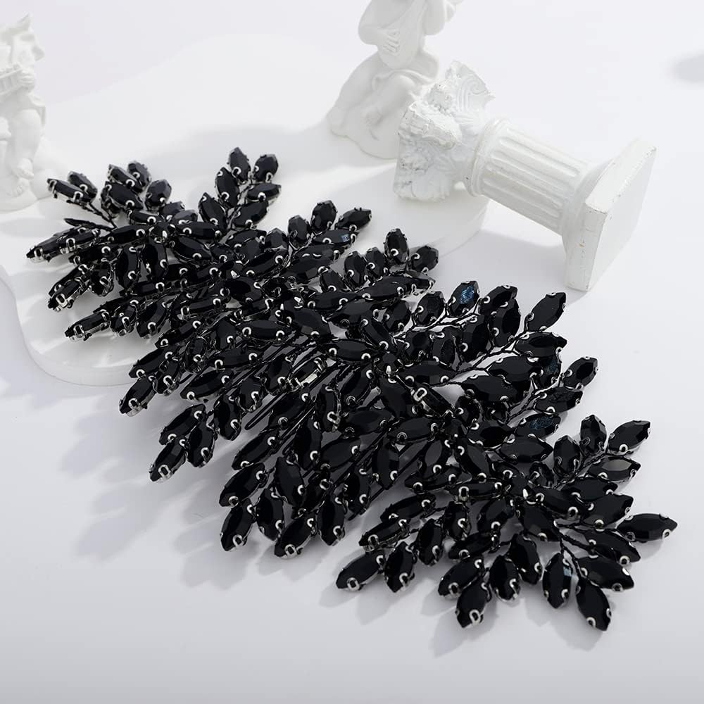 Teyglen Large Full Rhinestones Flower Bride Wedding Hair Comb Headband Luxurious Hair Accessories Dainty Crystals Bridal Side Hair Combs for Women Bride Girls (AB Color)