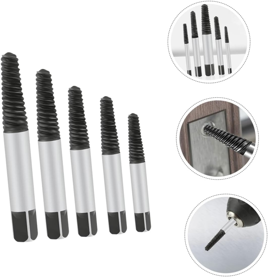 Angoily 5Pcs Broken Bolt Remover and Screw Extractor Set Carbon Steel Stripped Screw Removal Kit for Automotive Plumbing and Heavy-Duty Repair Tools