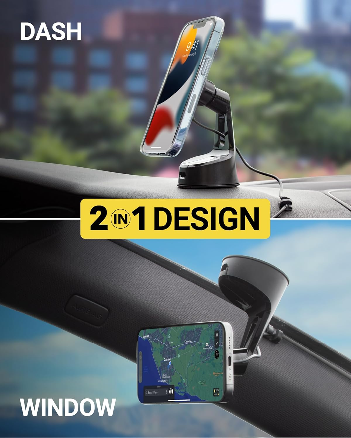 Scosche MPQ6 Magnetic Phone Holder for Car Dashboard/Windshield, 15W Wireless Fast Car Charger Stand, Hands Free Cell Phone Mount Compatible with Iphone 17/16/15/14/13/12 Series & Magsafe Case image number 4