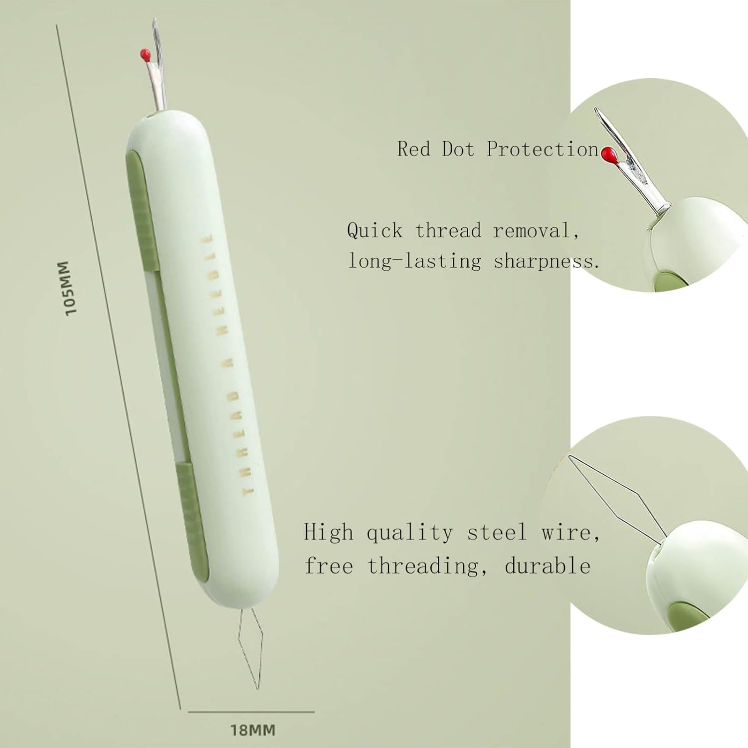 Rookii 2 in 1 Needle Threaders and Seam Ripper.2025 New Quick Plug-In Needle Threaders Seam Rippers for Sewing, Needle Threading and Seam Remover Sewing Seam Ripper Tools Sewing Supplies (Green) image number 3