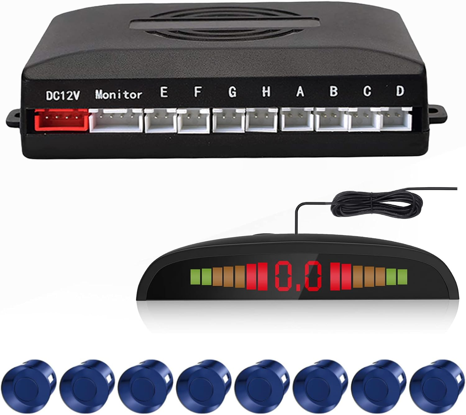 Car Auto Vehicle Visual Backup Radar System with 4 Parking Sensors + Distance Info Video Output + Sound Warning ｡ｭ