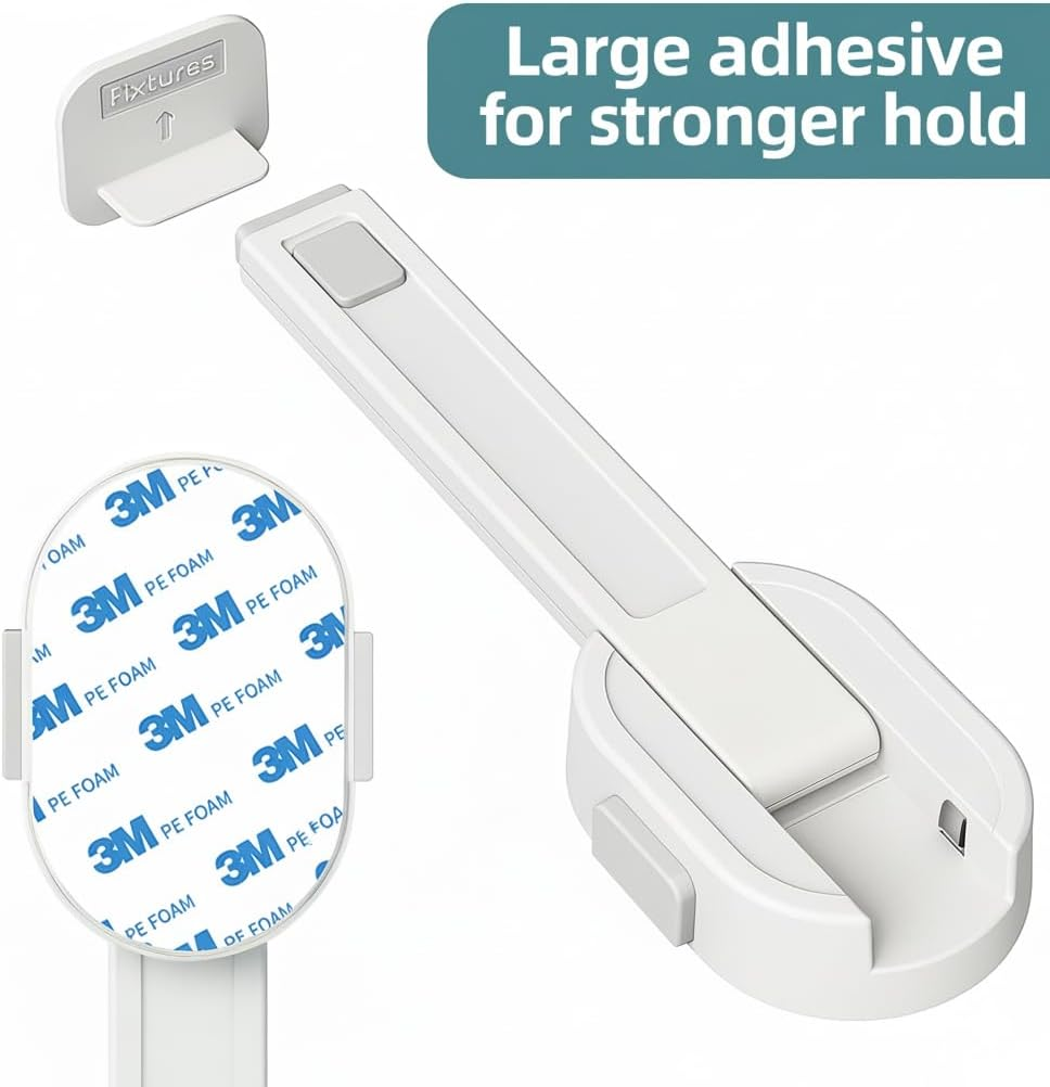 Baby Safety Toilet Lock for Most Standard Toilet Lids, Childproof Toilet Seat Locks with 3M Adhesive, No Tools Needed & Easy to Install (White, 1-Pack) image number 6