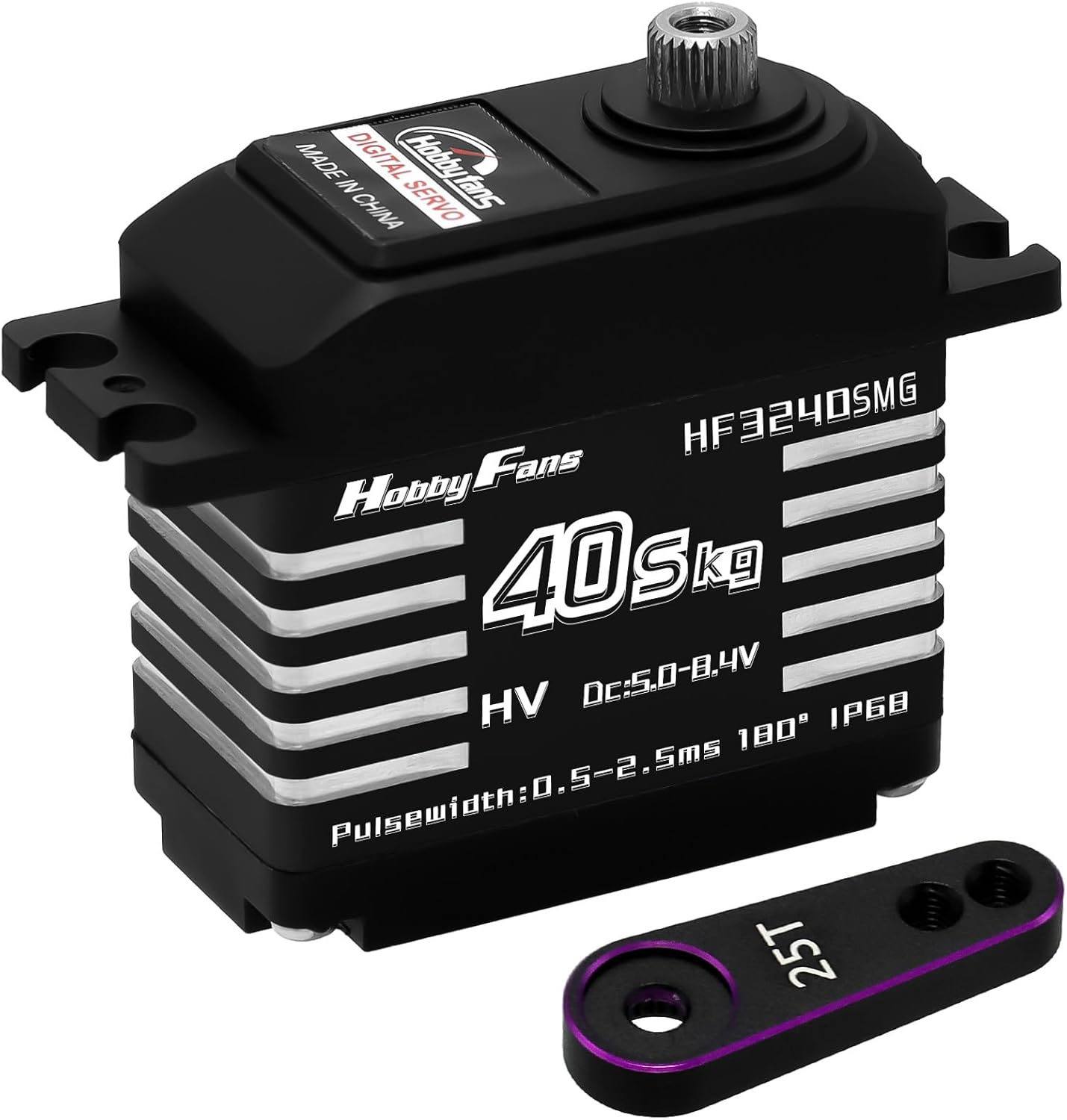 Hobby Fans RC Digital Servo, IP68 Waterproof 40KG Metal Gear Servo High Torque Servo with 25T Servo Horn for 1/12 1/10 1/8 RC Car RC Crawler Robot Boat (Blue)