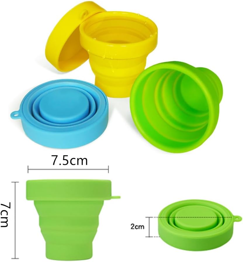 Pack of 4 Foldable Cups, Silicone Foldable Drinking Cup, Foldable Travel Cup, Portable Water Cup, Collapsible Silicone Travel Cup for Travel Camping (170 Ml) image number 4