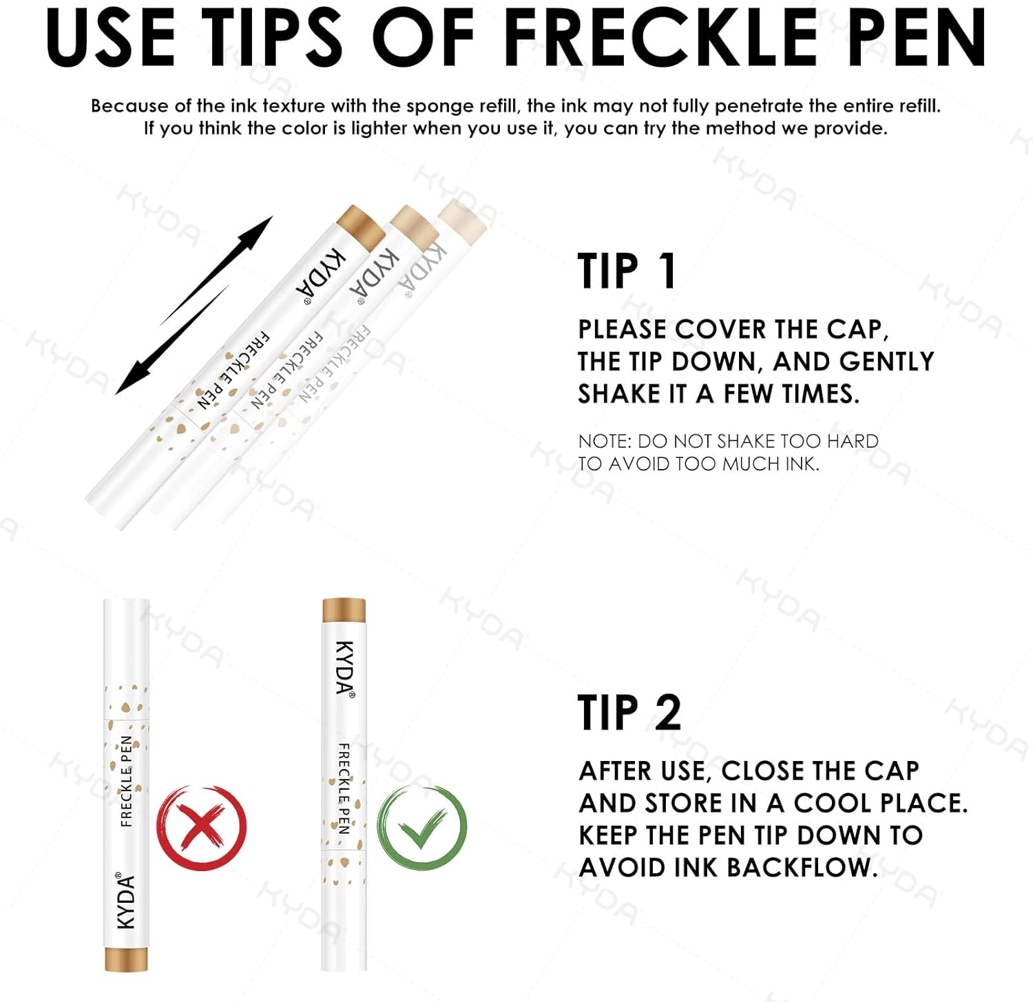 KYDA 2 Pcs Freckle Makeup Pen, Natural Lifelike Freckle Makeup Pen Magic Freckle Color, Waterproof Longlasting Soft Dot Sopt Pen, for Natural Effortless Sunkissed Makeup-Dark Brown image number 2