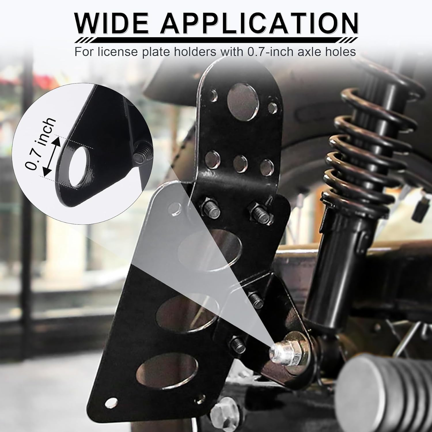 Livtee Motorcycle Side Mount License Plate Bracket Compatible with Harley Made Aluminum Alloy for Most Bike Motorcycle - Silver,Black image number 3