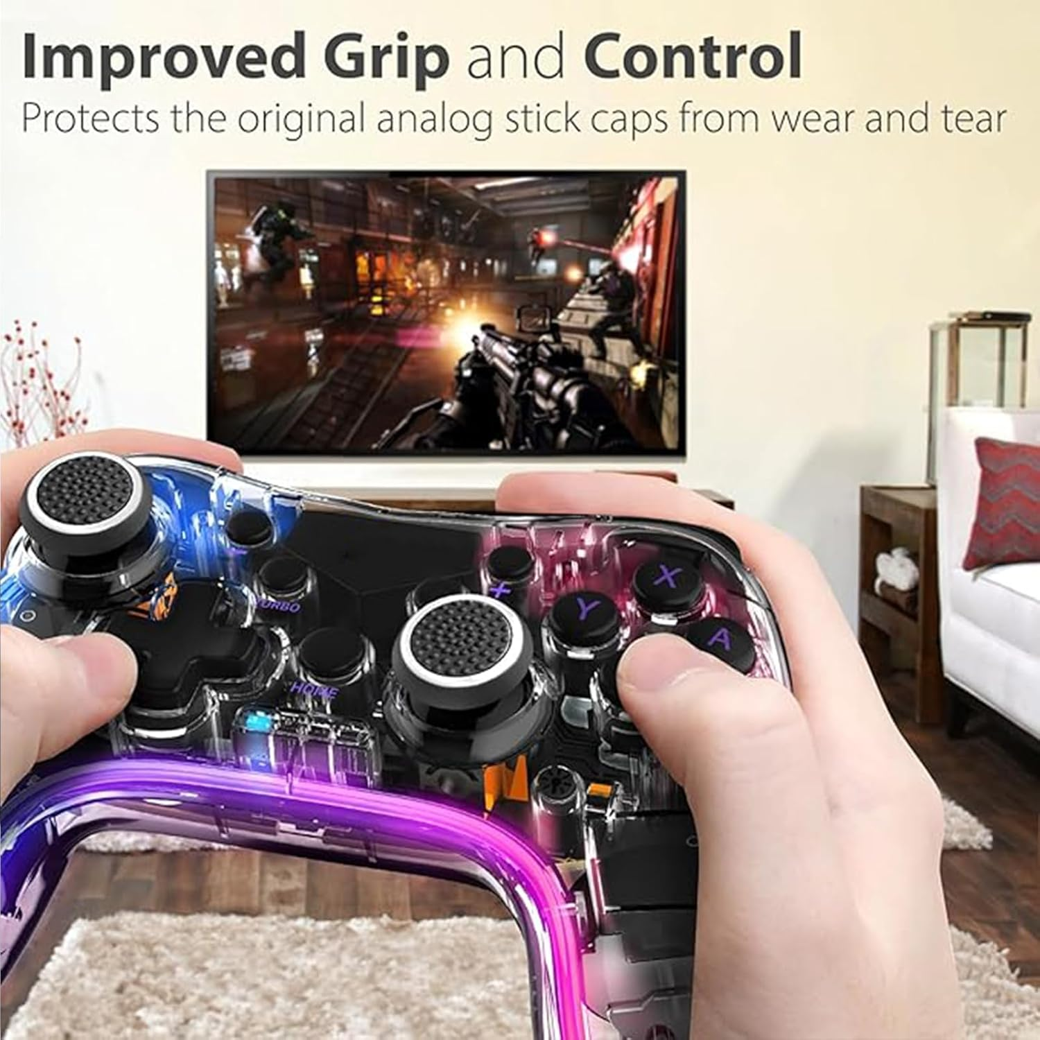 12 Pieces Analog Thumb Grips Compatible with PS5 Controller Analog Stick Thumb Caps Controller Covers Dual Sense Wireless Controller Analog Anti-Slip Stick Caps Game Remote Joystick Caps (4 Color) image number 4