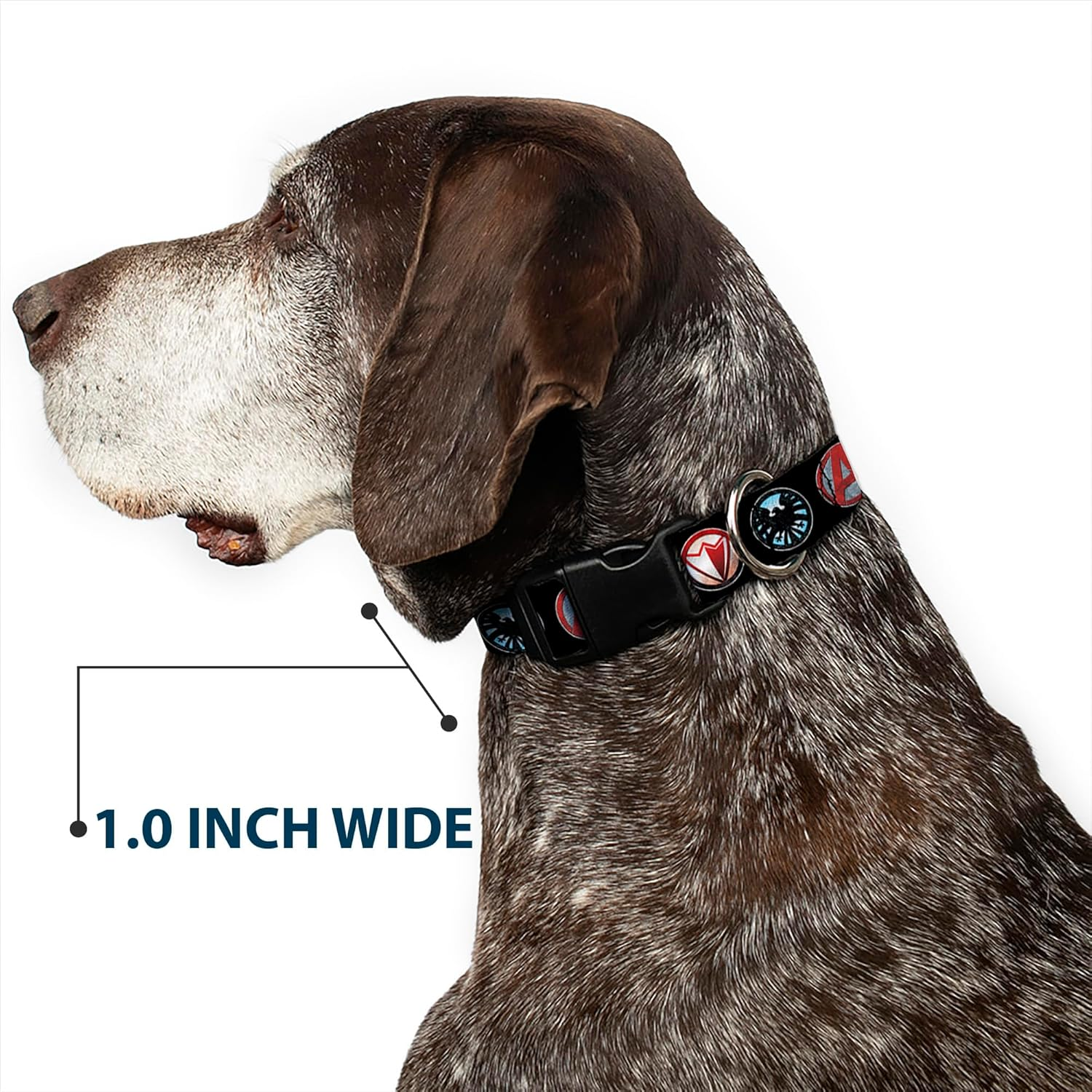 Buckle-Down Dog Collar Plastic Clip Buckle - 9-Avenger Icons Black/Multi Color - 1" X 11-17 Inches image number 6