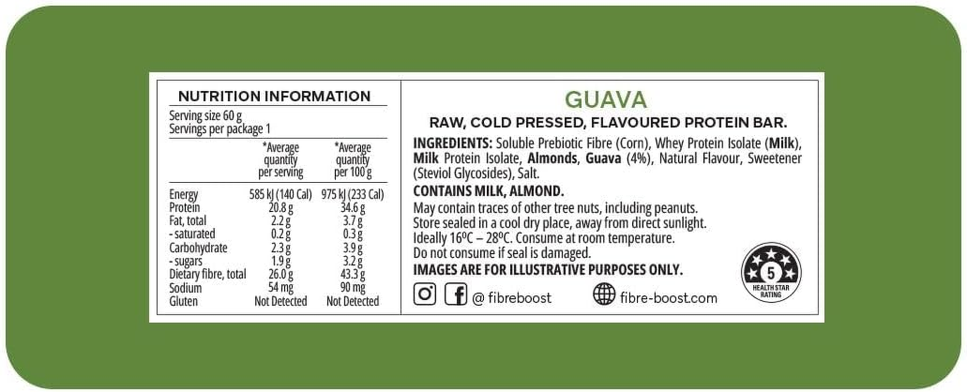 Fibre Boost Cold Pressed Guava Flavoured Protein Bar