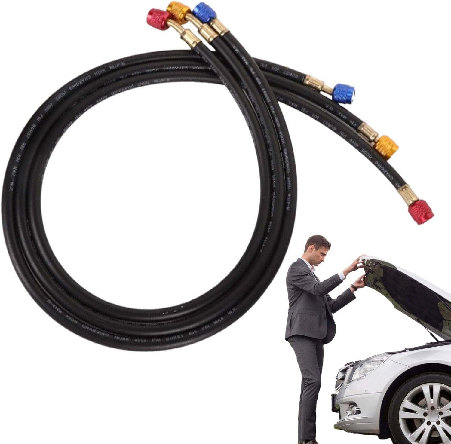 Car Air Conditioning Filling Pipe - Kit for Air Condition Refrigerant Charging - Strong Sealing Car Fluorinated Refrigerant Pipe for Trucks, Suvs, and Rvs - 1.8 Meters image number 2