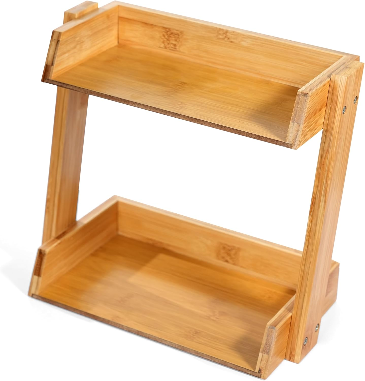 Bamboo 2-Tier Kitchen Countertop Organiser Shelf, Coffee Station Organizer, Bathroom Counter Shelf, Spice Condiment Rack, Multi-Functional Tray Storage Shelf for Office, Home image number 4