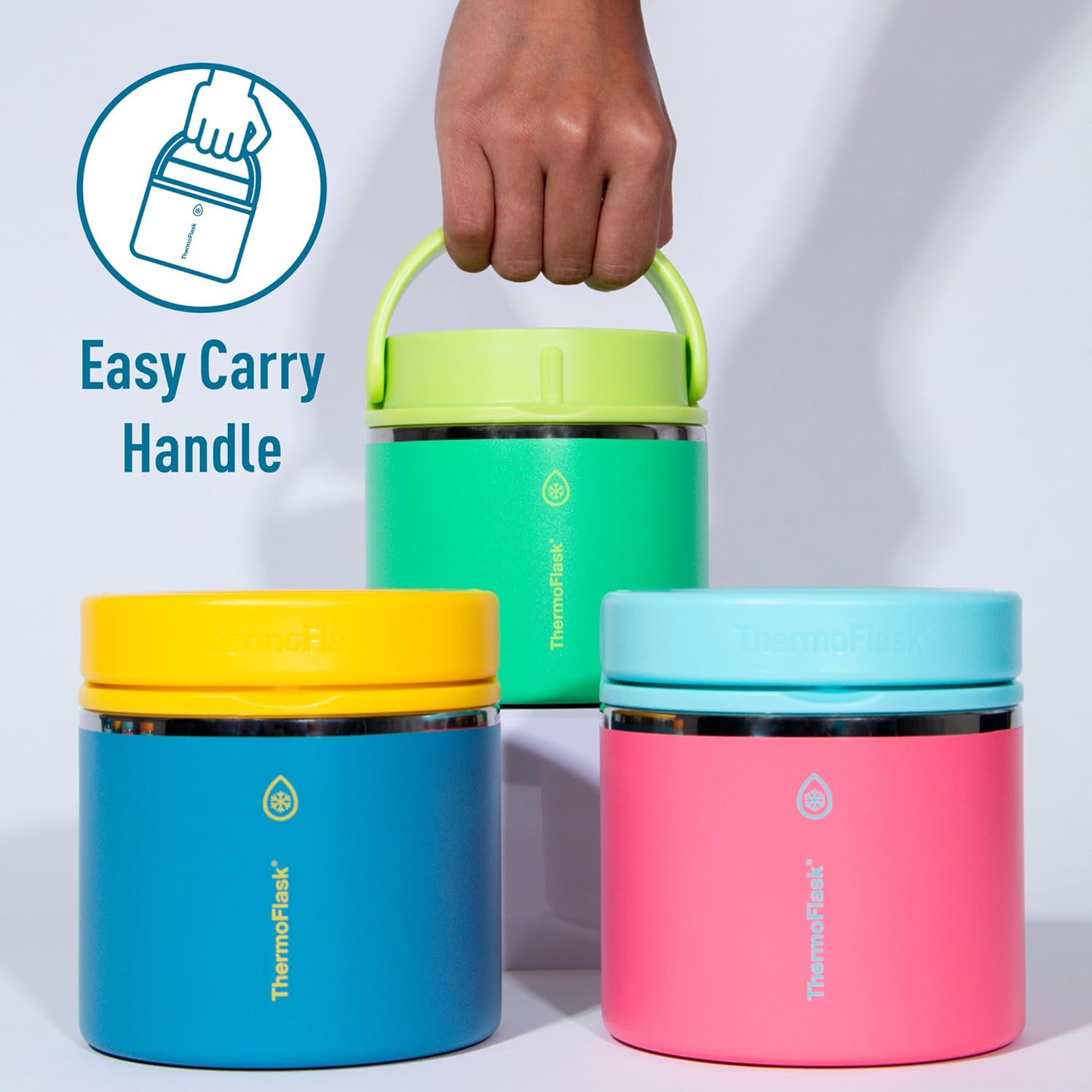 Thermoflask 20 Oz Double Wall Insulated Food Jar, 2-Pack, Tropical Blue + Backpack Blue/Backpack Blue + Ray Flower image number 2