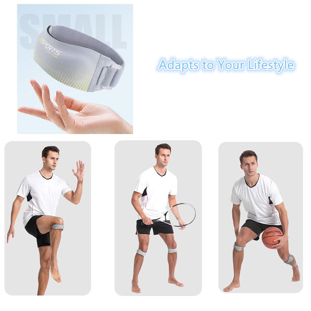 Patella Knee Strap, 2 Pack Adjustable Tendon Strap, Knee Brace Support Band for Knee Pain Relief,Tendonitis, Squats,Hiking,Basketball, Running, Jumpers Knee, Soccer, Volleyball & Tennis,Black image number 3