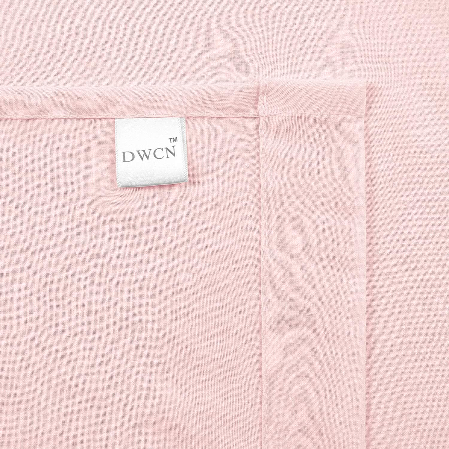 DWCN Short Sheer Curtains Semi Transparent Voile Rod Pocket Curtains for Bedroom and Living Room, Blush Pink, 132 X 161 Cm Long, Set of 2 Panels image number 4