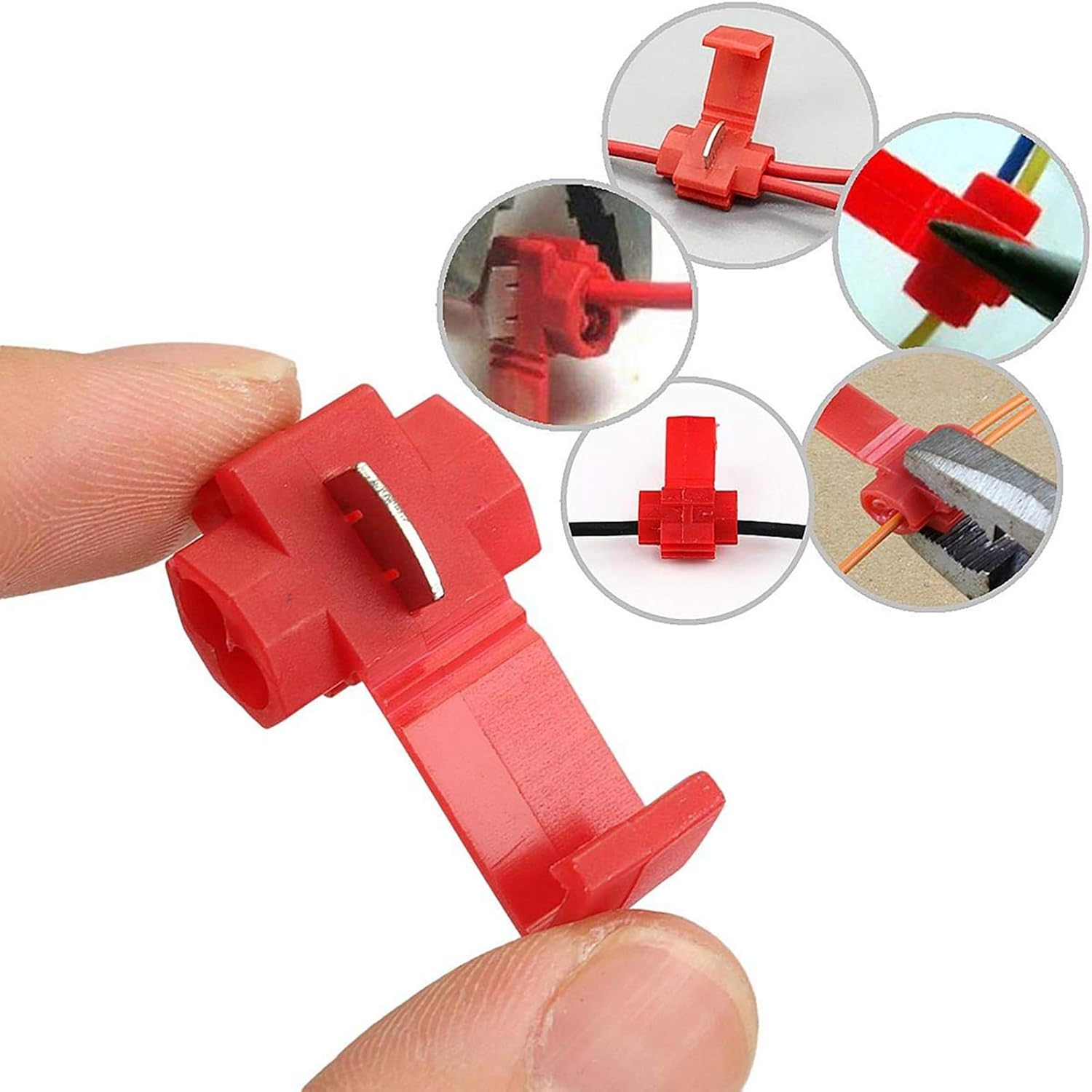 50Pcs Quick Splice Connectors Lock Wire Electrical Cable Connectors Quick Splice Terminals Crimp Red/Yellow/Blue - Blue image number 2