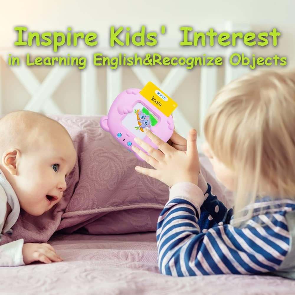 Talking Flash Cards TINY SPARK 255Pcs Toddler Flash Cards 510 Sight Words Learning Educational Toys Little Bear Shape for Kindergarten 1-10 Years Old (Pink Bear) image number 2