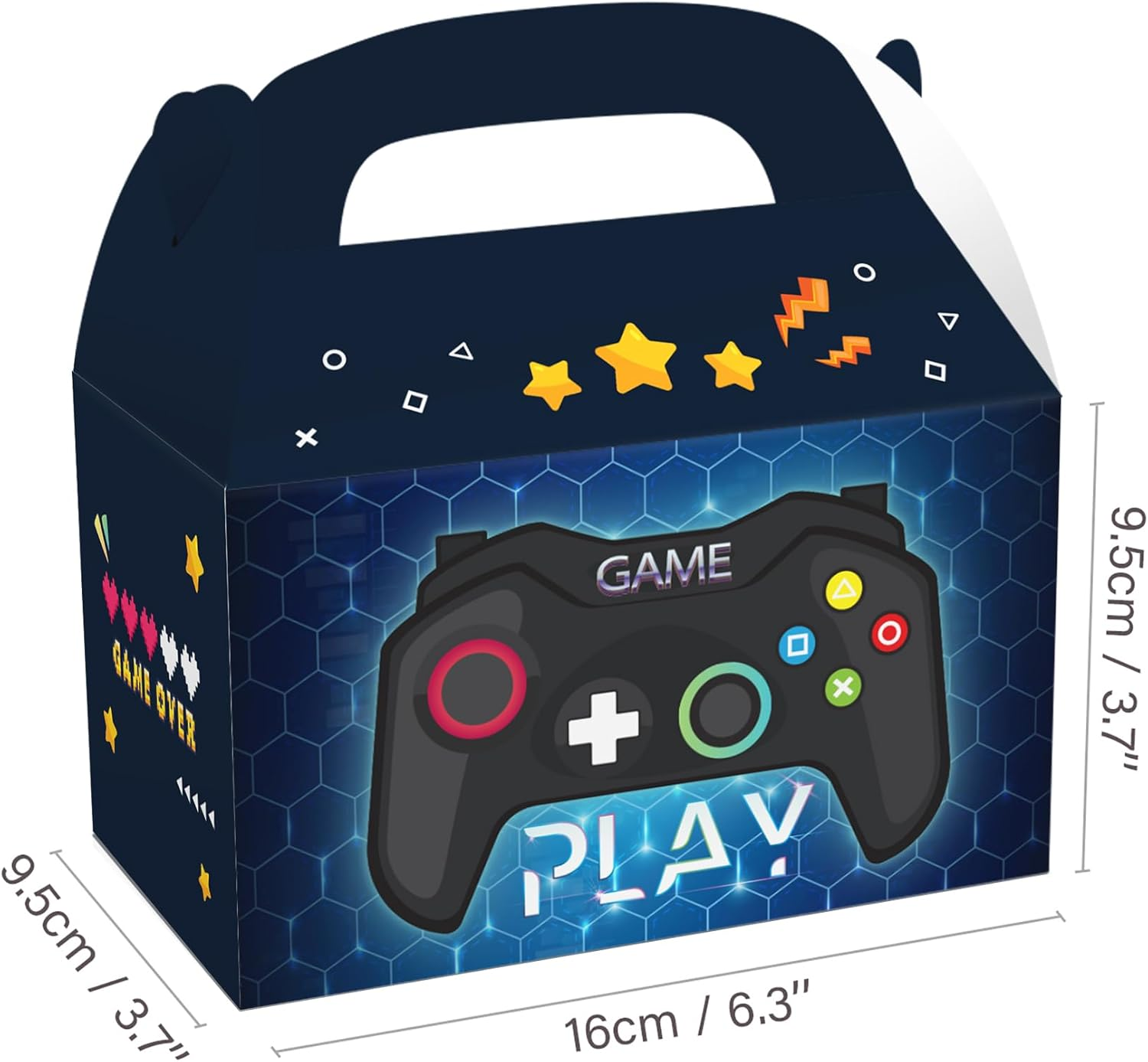 WODJR 24Pcs Video Game Candy Boxes Video Game Party Decorations Video Game Gift Boxes Video Game Party Favor Boxes Treat Boxes for Video Game Party Supplies Gamer Level up Party Decorations (Blue) image number 4