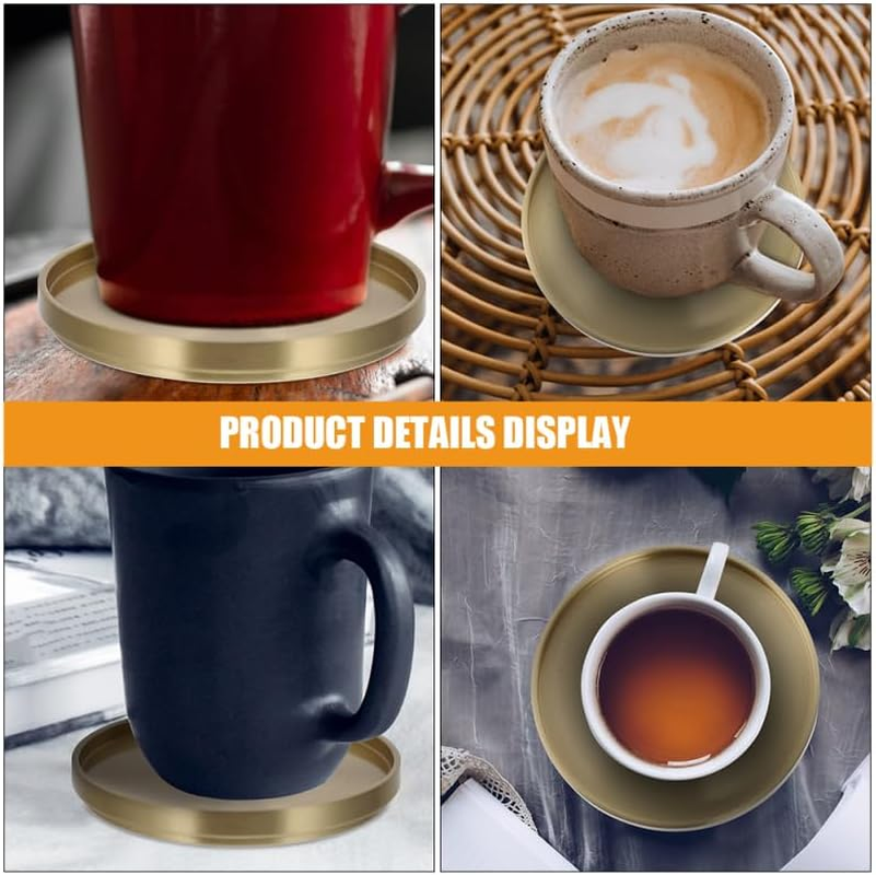 TOPPERFUN 3Pces Brass Tea Holder Pad, 6.5Cm/2.55In Coffee Beverage Insulation Pad, Reusable round Tea Saucer for Office, Home image number 5