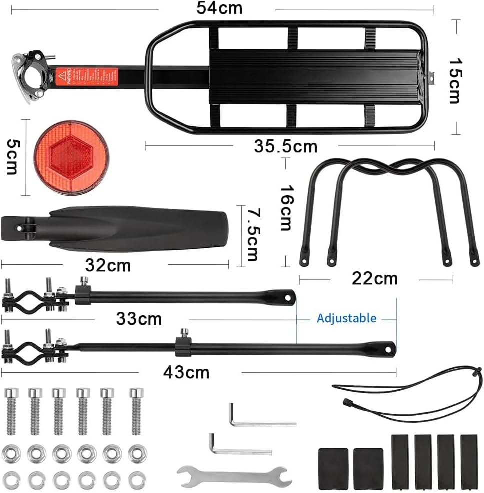 Rear Bike Rack, Bike Cargo Rack with Detachable Fender, Universal Adjustable Bicycle Carrier Rack, Quick Release Mountain Road Bicycle Rear Racks, 50 Kgs Capacity image number 4